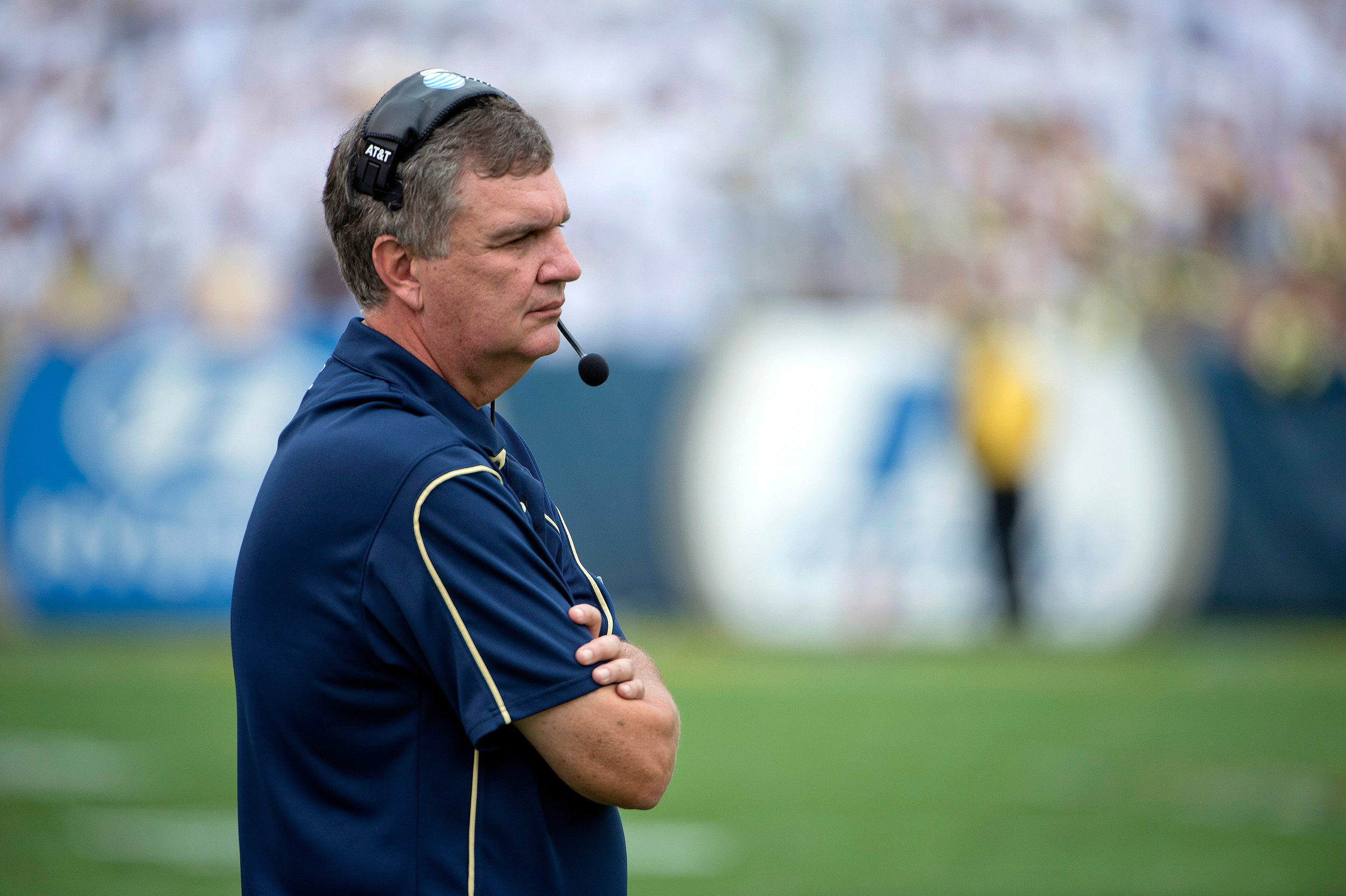 Georgia Tech coach Paul Johnson watches his team during their loss to Middle Tennessee State. (AP Photo/Rich Addicks)