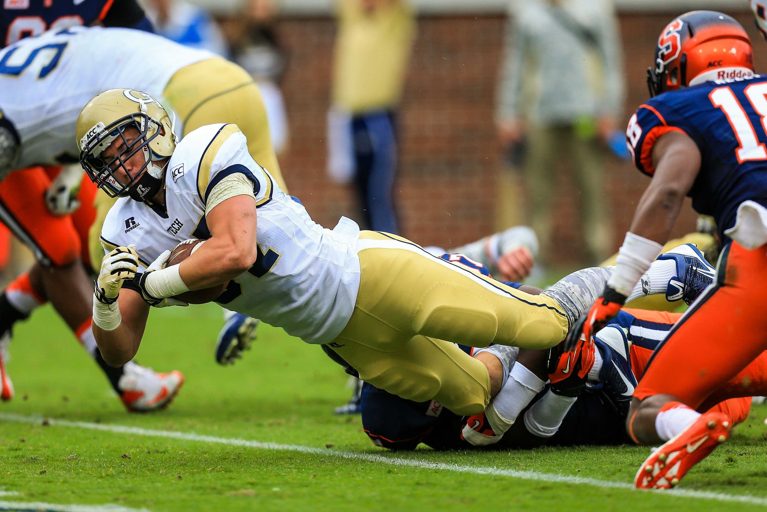 Zach Laskey (37) scores a touchdown in the first half. Mandatory Credit: Daniel Shirey-USA TODAY Sports