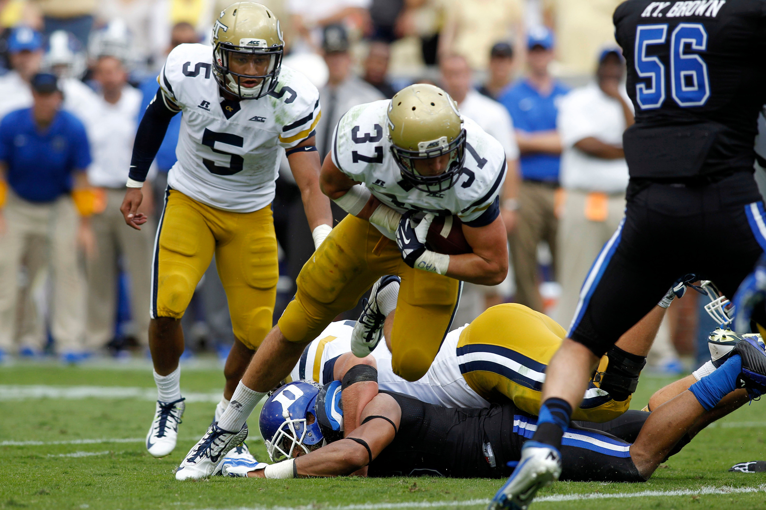 Yellow Jackets running back Zach Laskey (37) runs the ball against the Duke Blue Devils (Brett Davis-USA TODAY Sports)