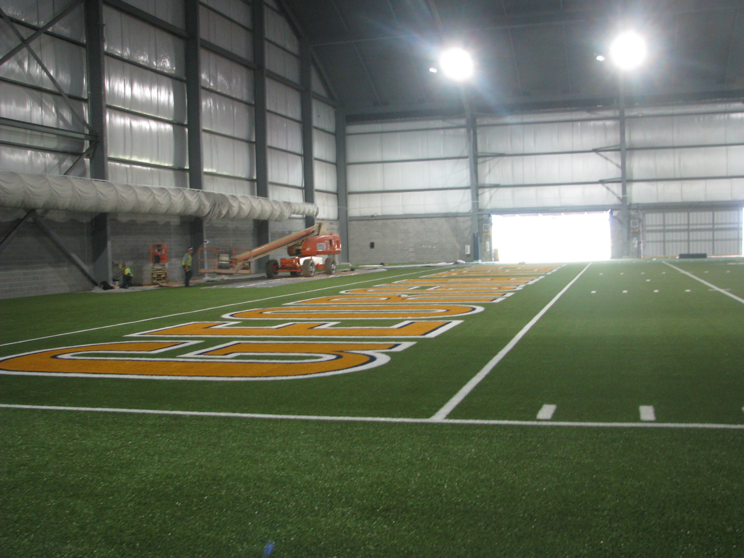 Photo taken of Brock Indoor Practice Facility - July 21, 2011 - The turf is down inside the facility