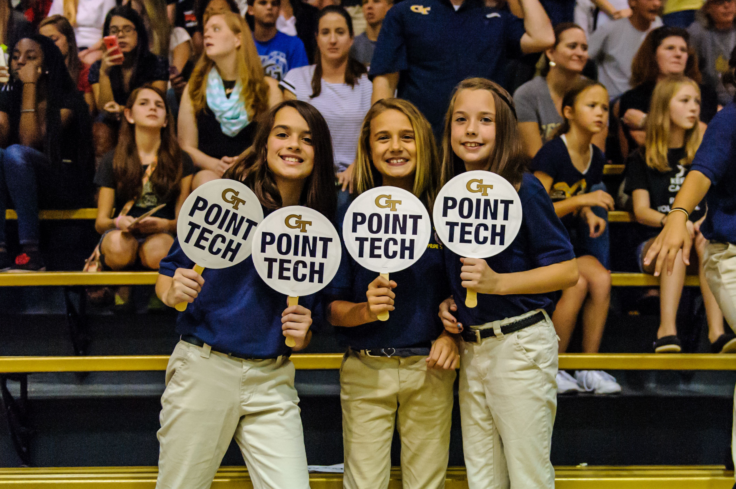 Young fans cheer on the Jackets