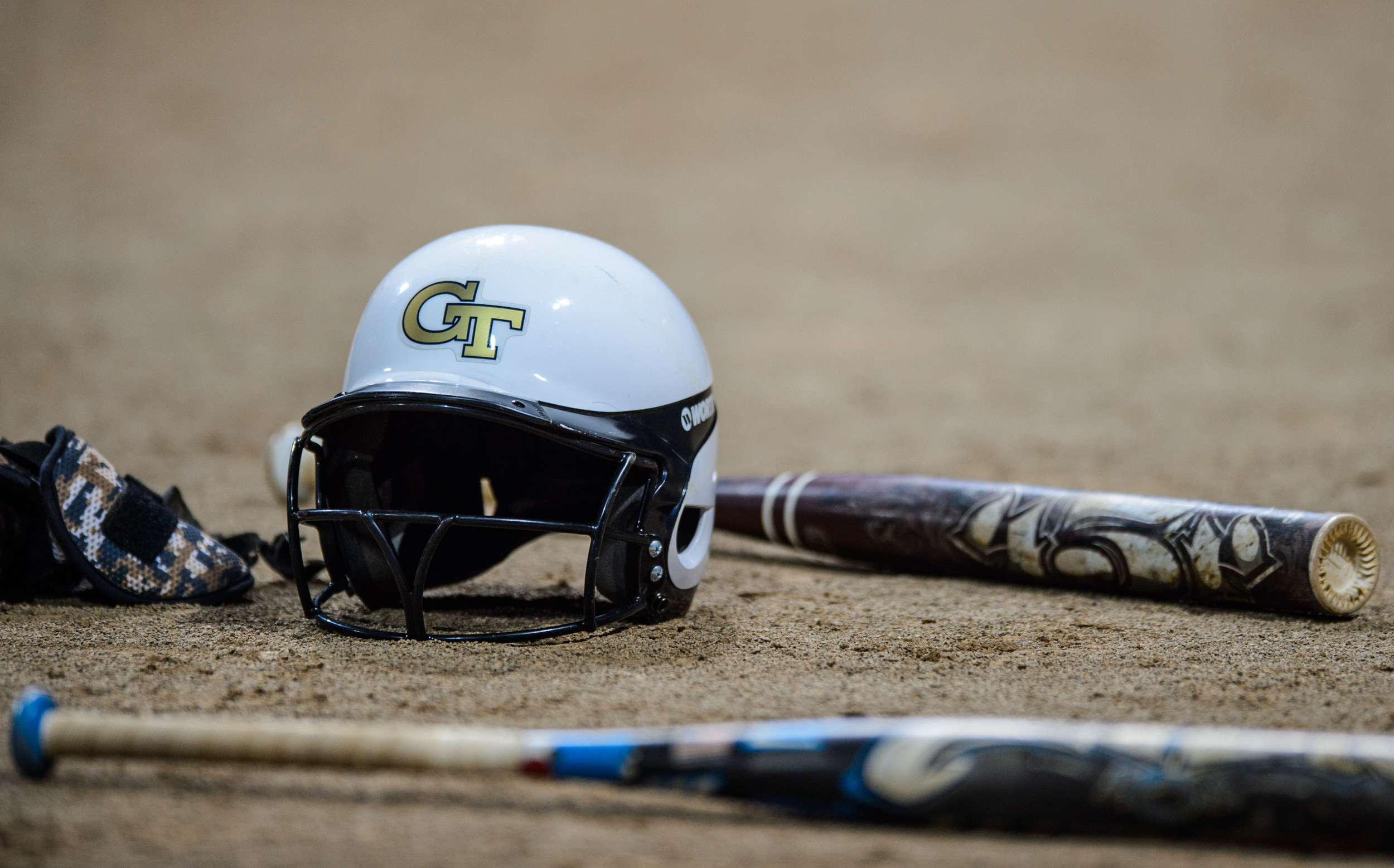 A helmet, EVO Shield, and bats litter the field after the sweep of UVA