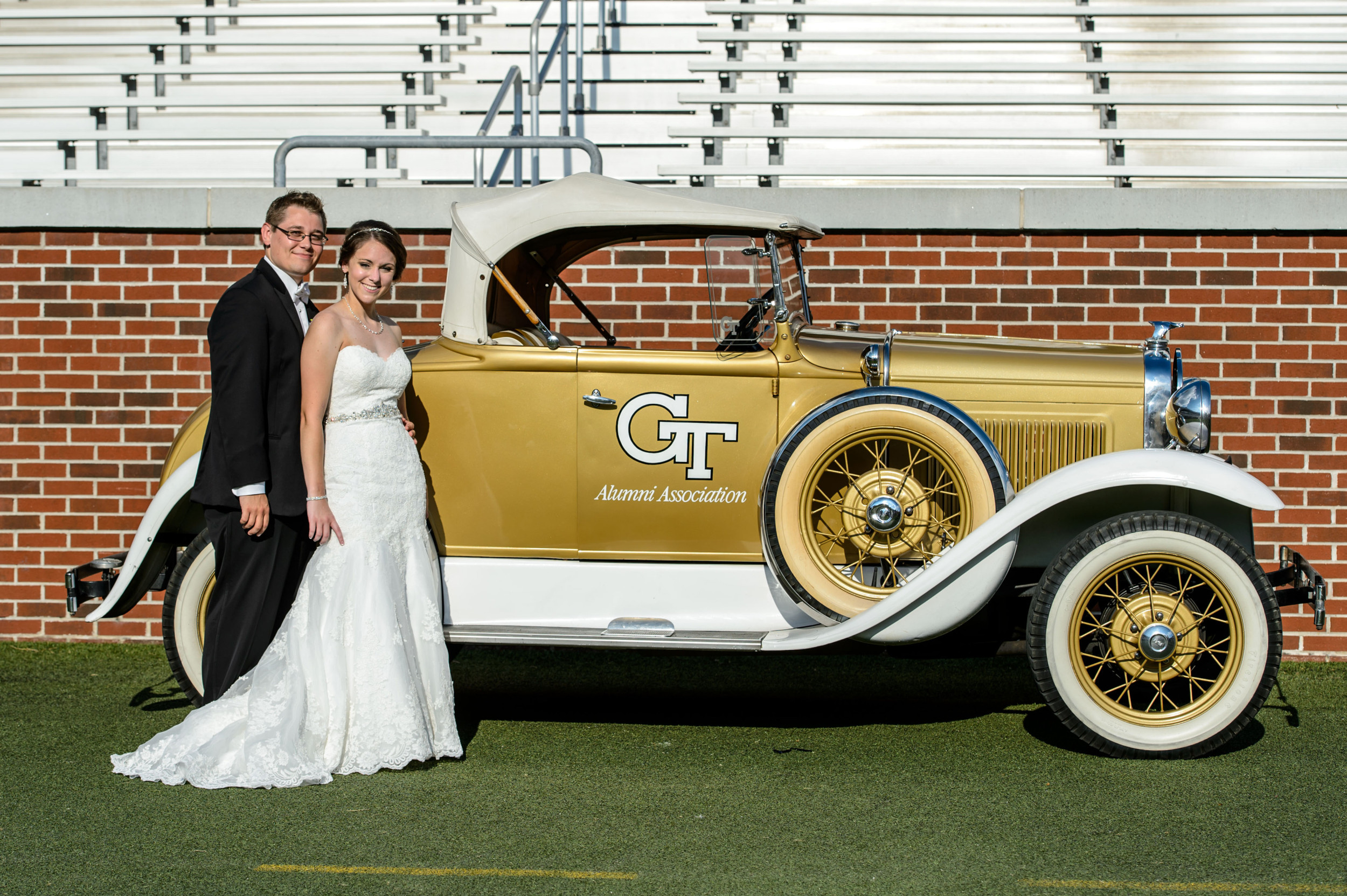 Some newlyweds stopped by Fan Day for some photos