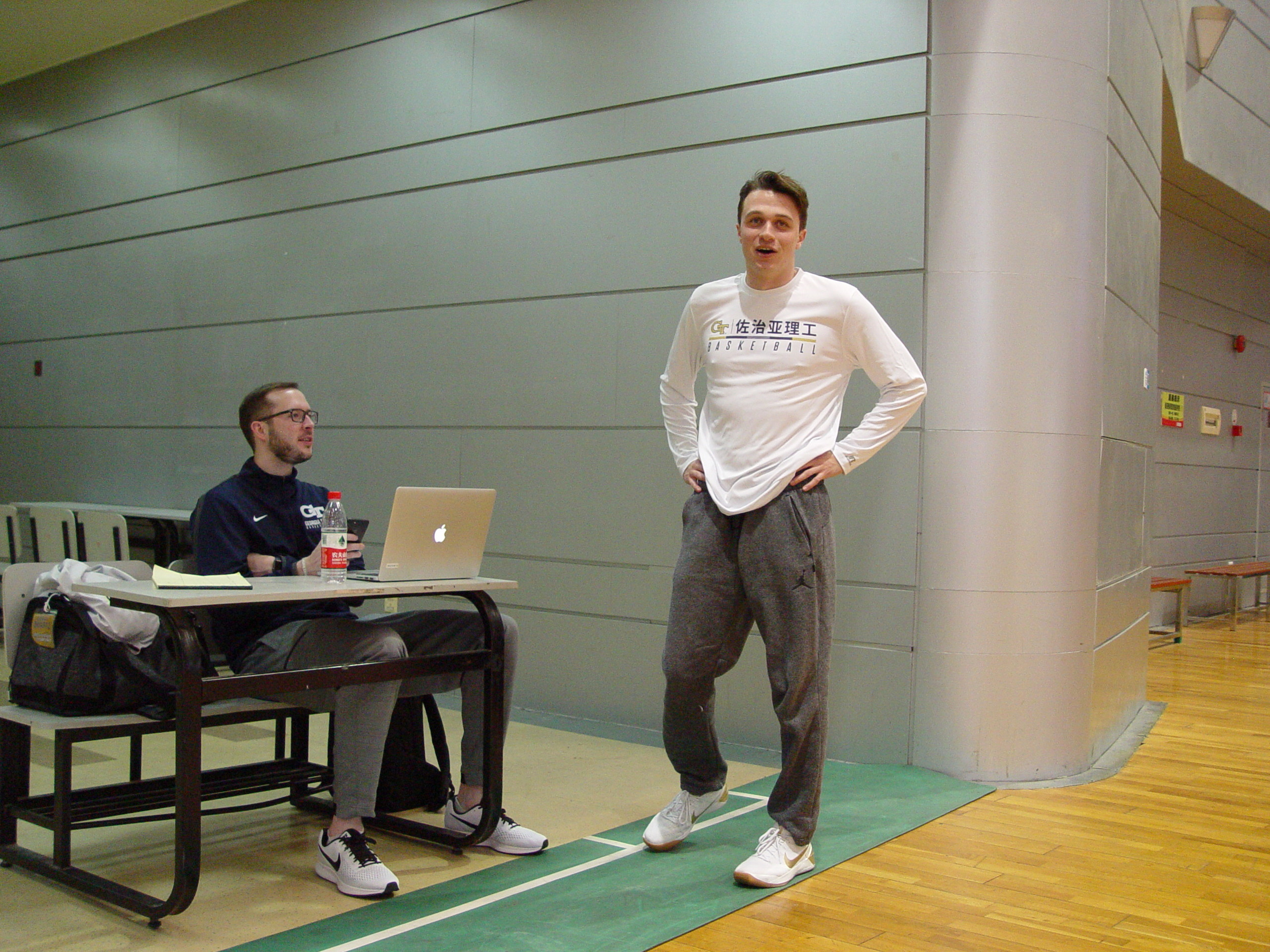 Georgia Tech men's basketball team has its first full practice after arrival in Hangzhou, China, at the Dragon Sports Centre in Hangzhou, China.