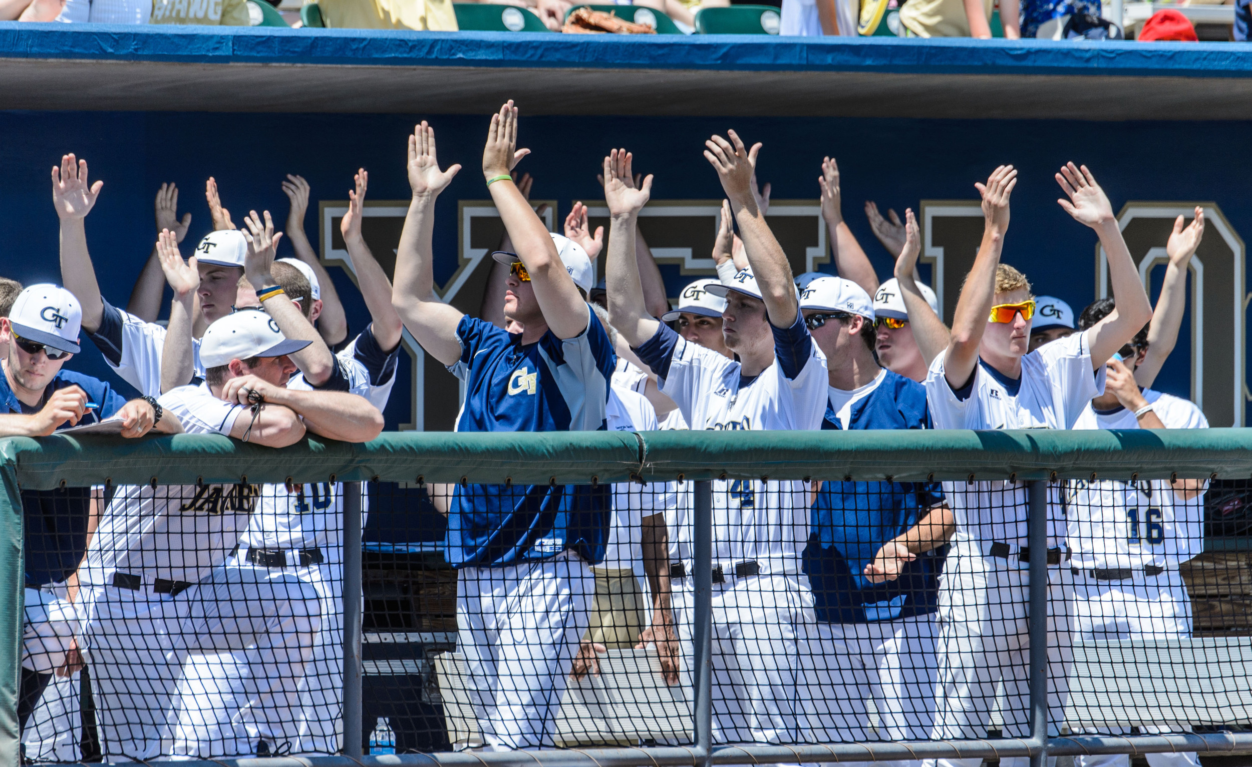 Georgia Tech players in the dugout