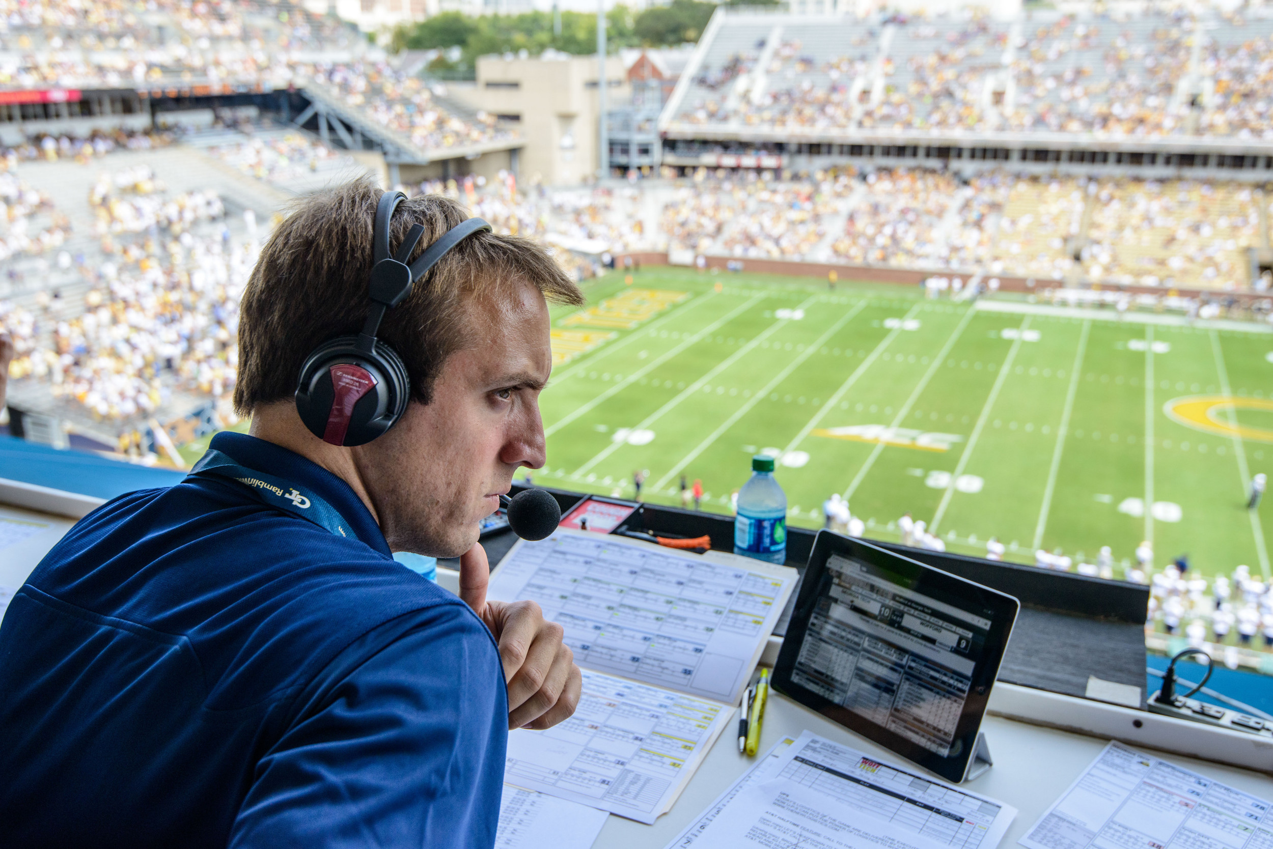Brandon Gaudin calls the game from the radio booth