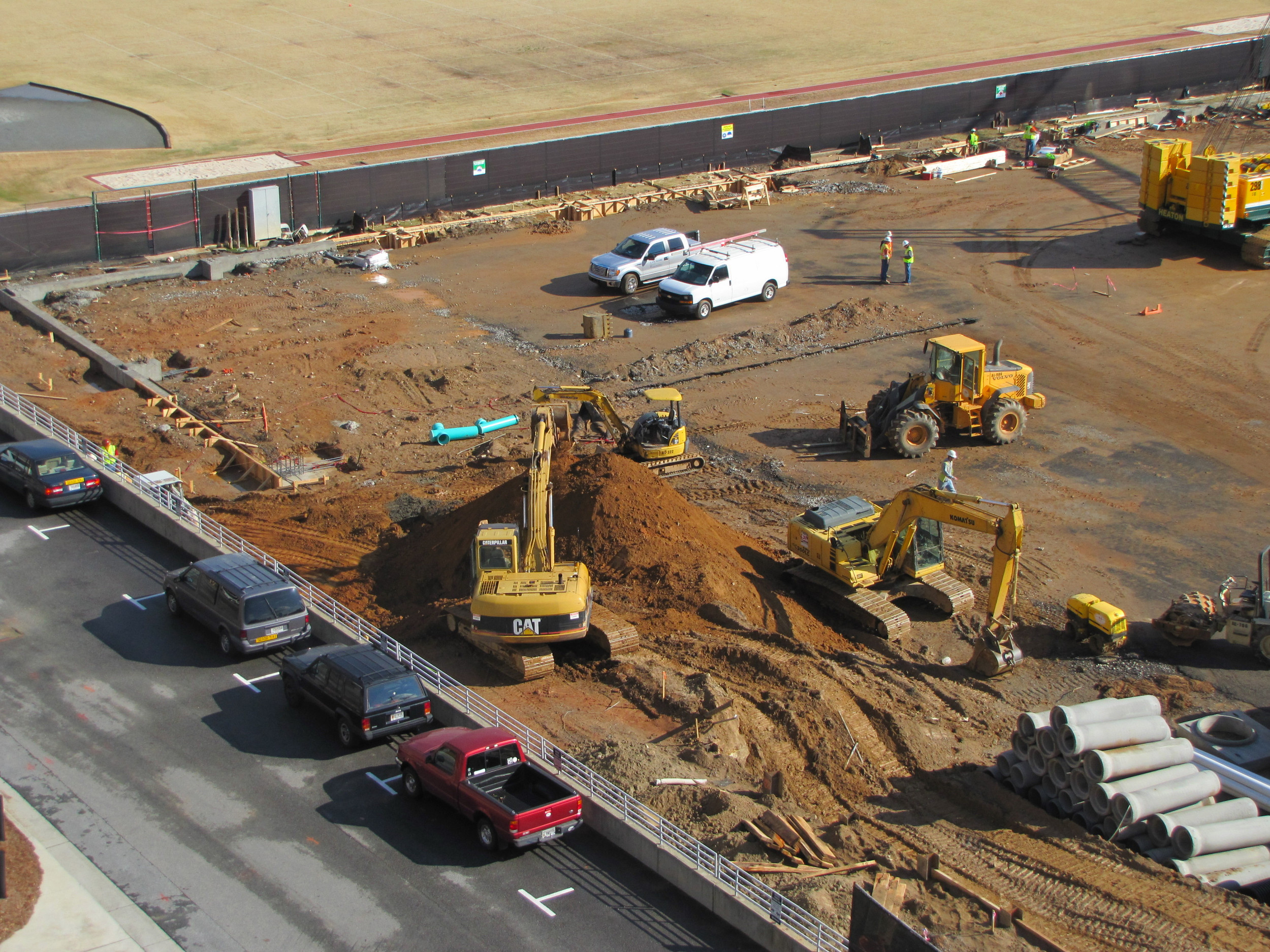 Week 8 - Photo taken on Feb. 25, 2011 - Construction crew continuing to work on foundation of practice facility