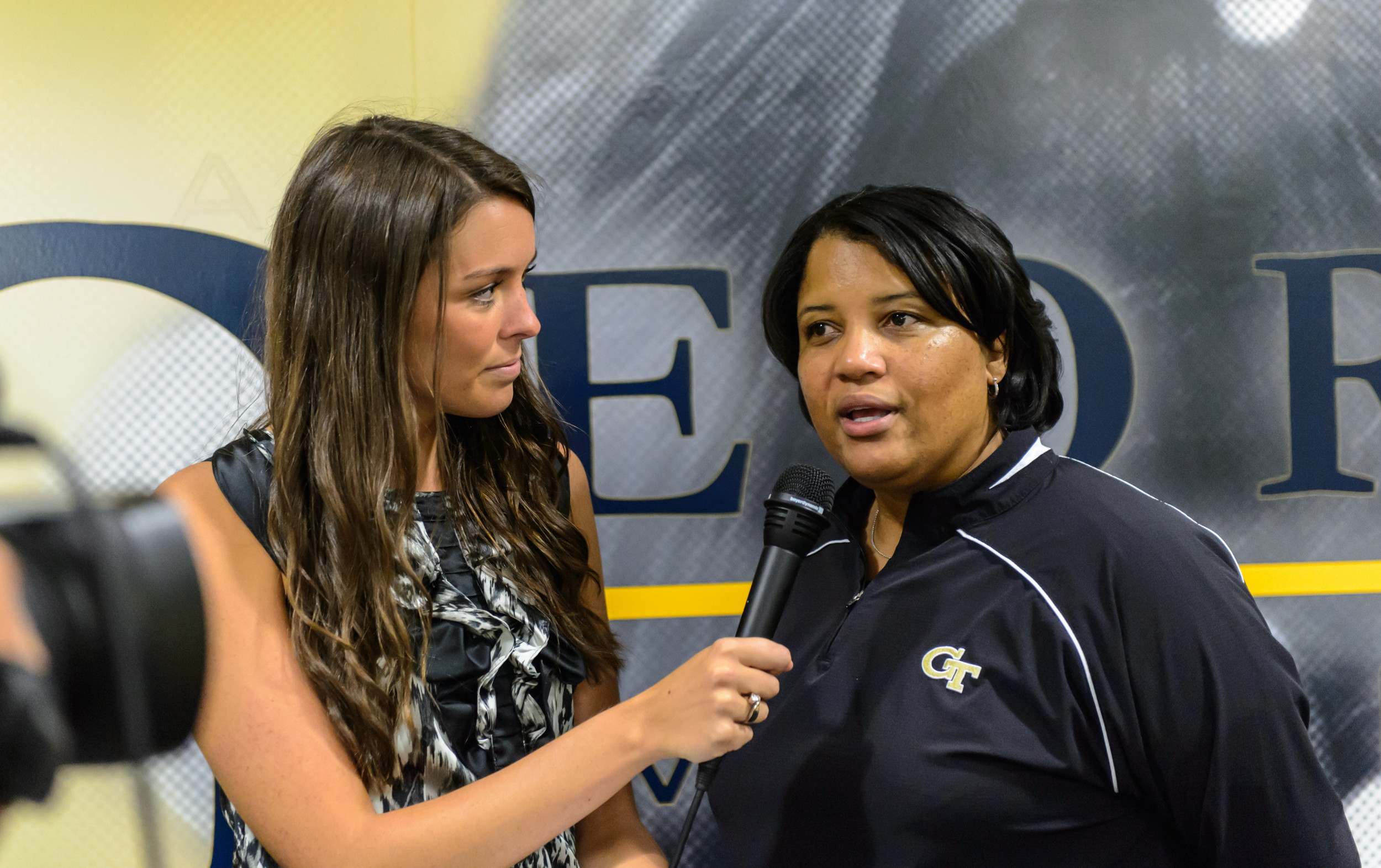 Coach Tonya Johnson talks to Brittany Roderick of ramblinwreck.com after the match.