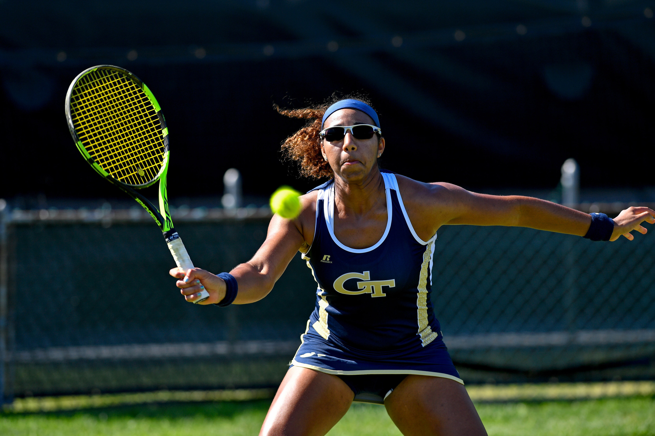 Georgia Tech's Rasheeda McAdoov competes during a match at the Hall of Fame Tennis Club. Credit: Brian Fluharty-USA TODAY Sports