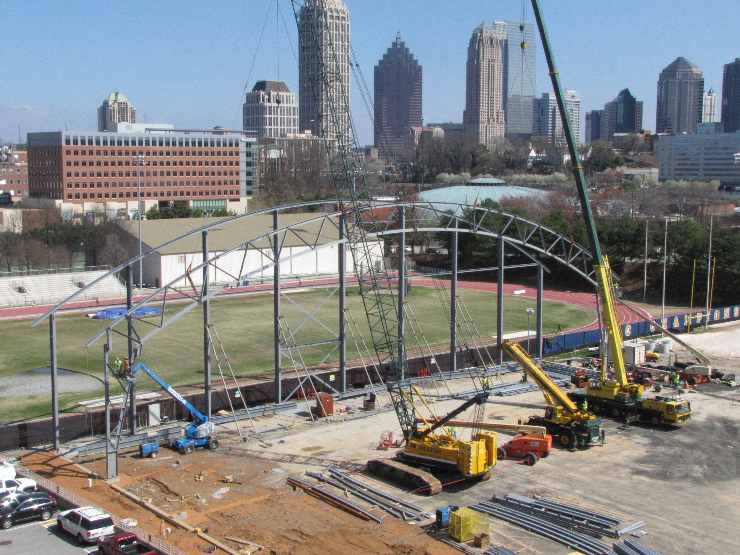 Week 10 - Photo taken on March 11, 2011 - Progress is being made on the indoor facility. The steel frame is starting to go up.