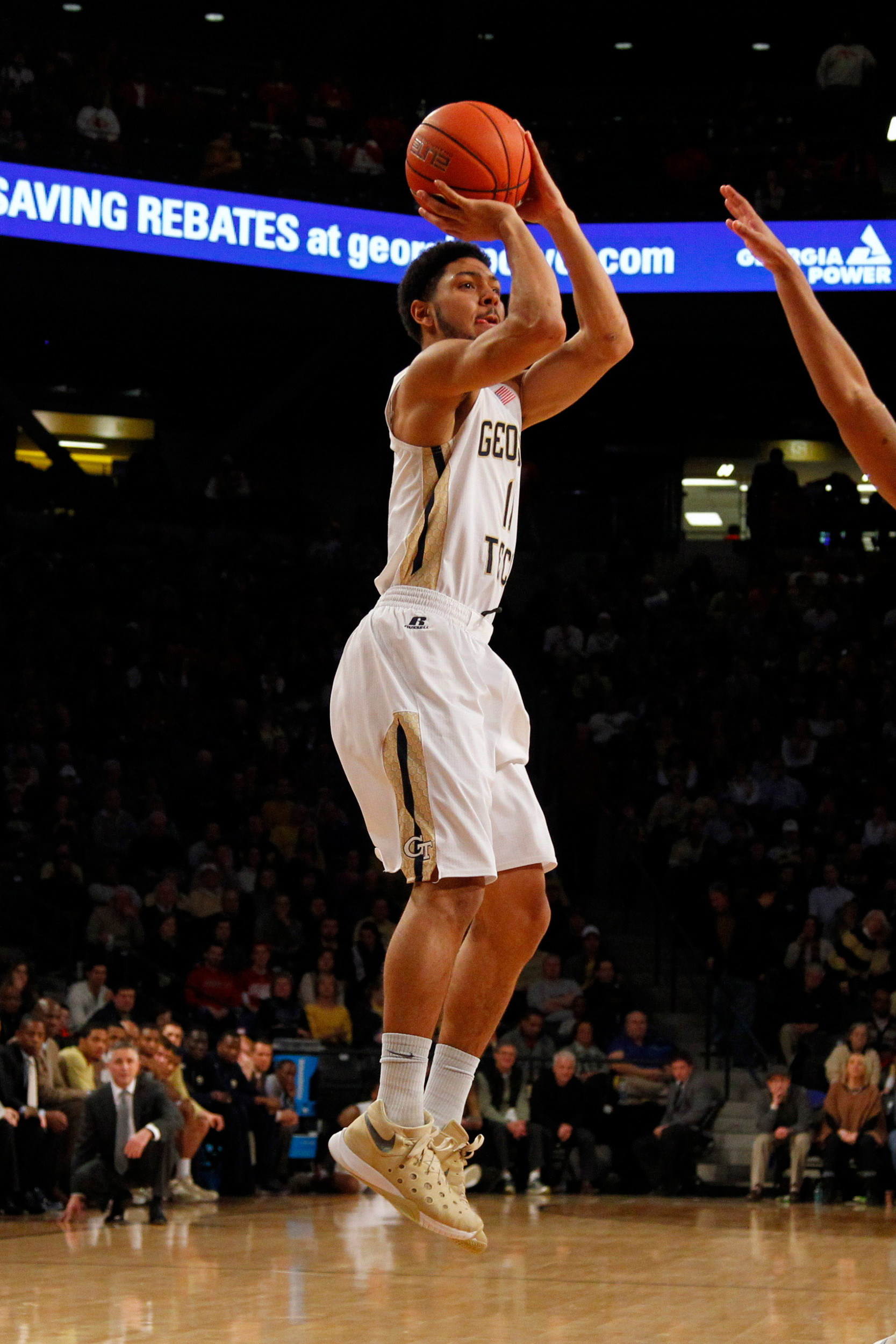 Jan 23, 2016; Atlanta, GA, USA; Georgia Tech Yellow Jackets guard Josh Heath (11) shoots the ball. Credit: Brett Davis-USA TODAY Sports