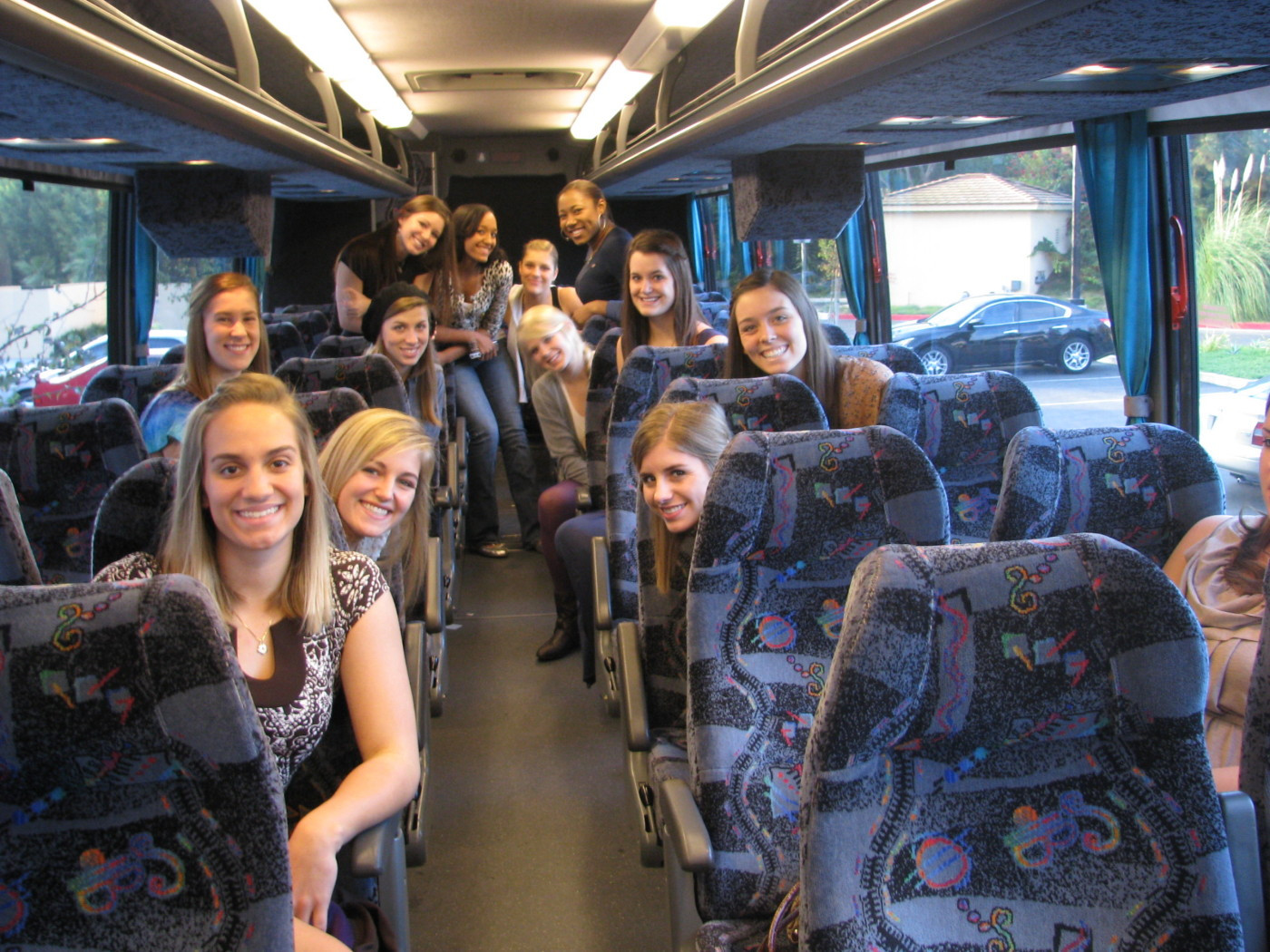 On the bus heading to Duke's in Malibu for dinner