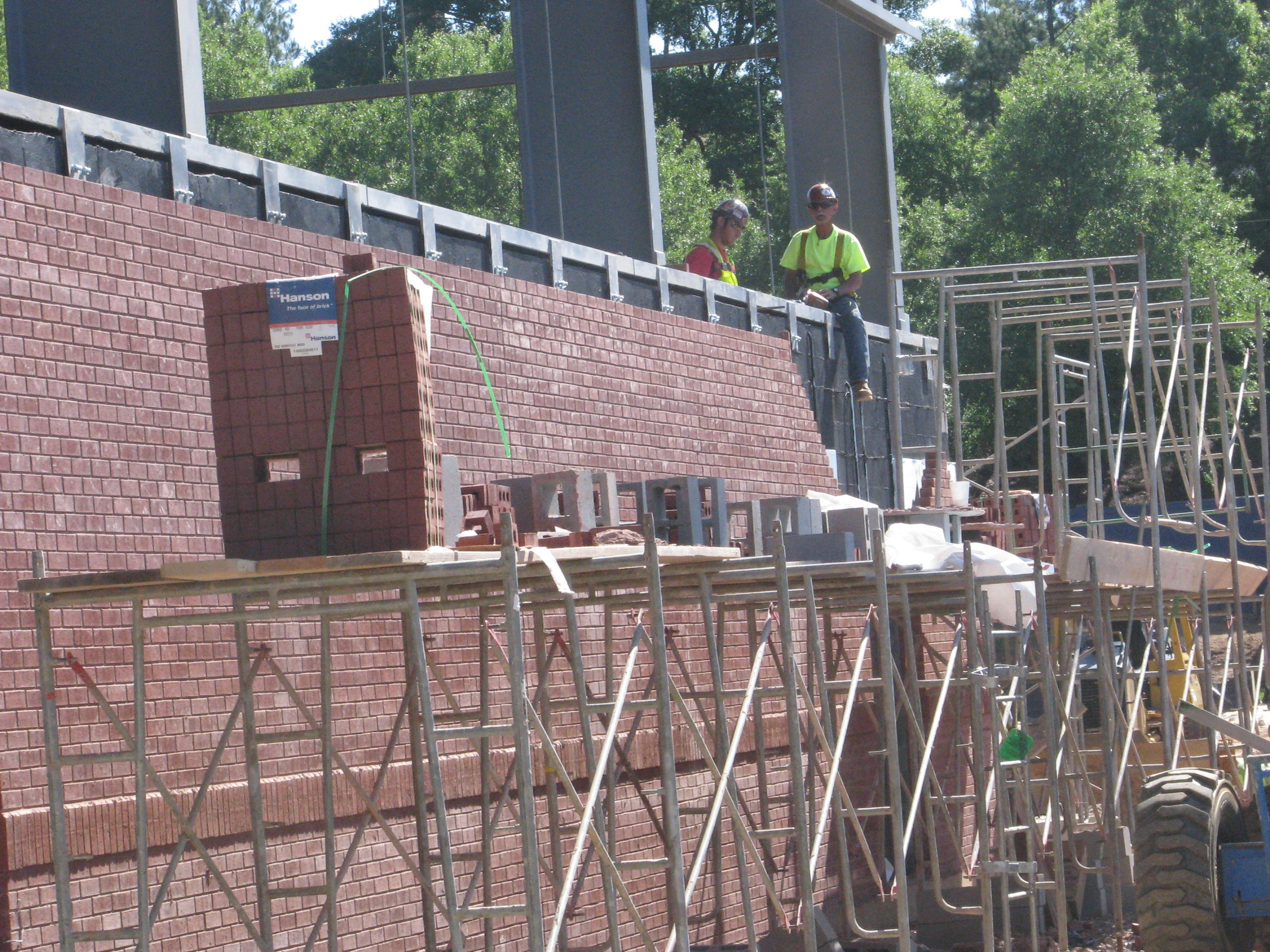 Week 17 - Photo taken on April 29, 2011 - The brick wall going in at the Brock Indoor Facility