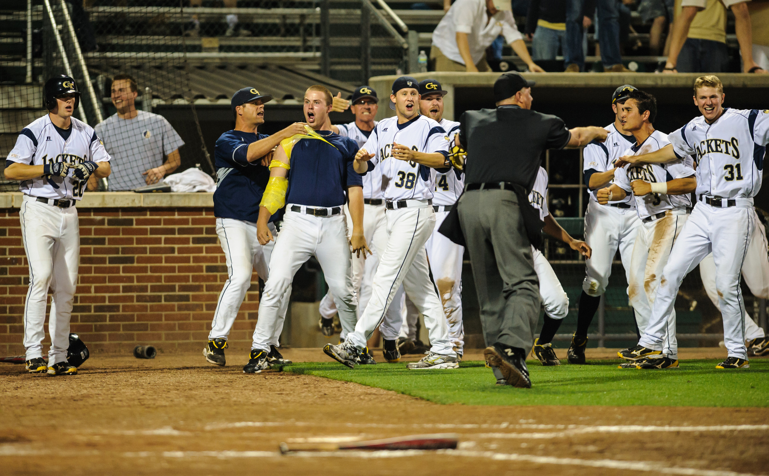 The team reacts to Daniel Palka's walk off HR.