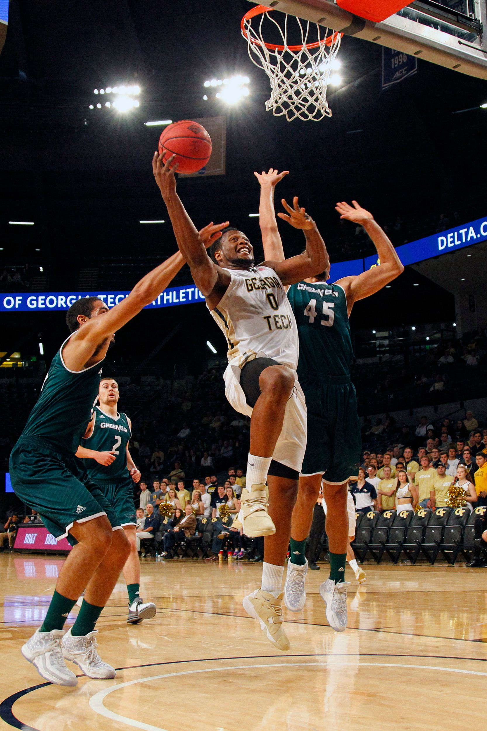 Yellow Jackets forward Charles Mitchell shoots a layup against the Green Bay Phoenix in the first half at McCamish Pavilion. Credit: Brett Davis-USA TODAY Sports