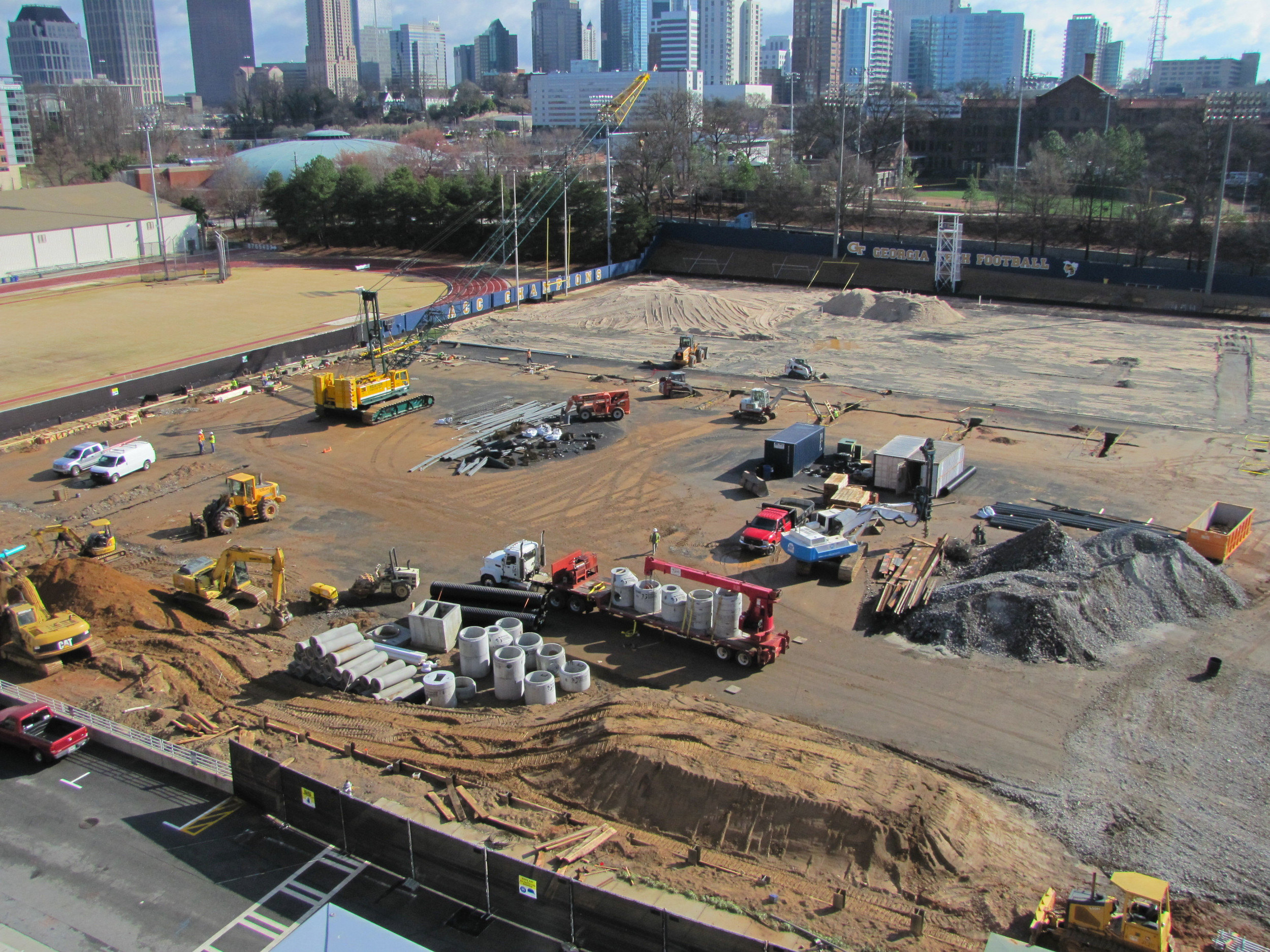 Week 8 - Photo taken on Feb. 25, 2011 - Construction crew continuing to work on foundation of practice facility
