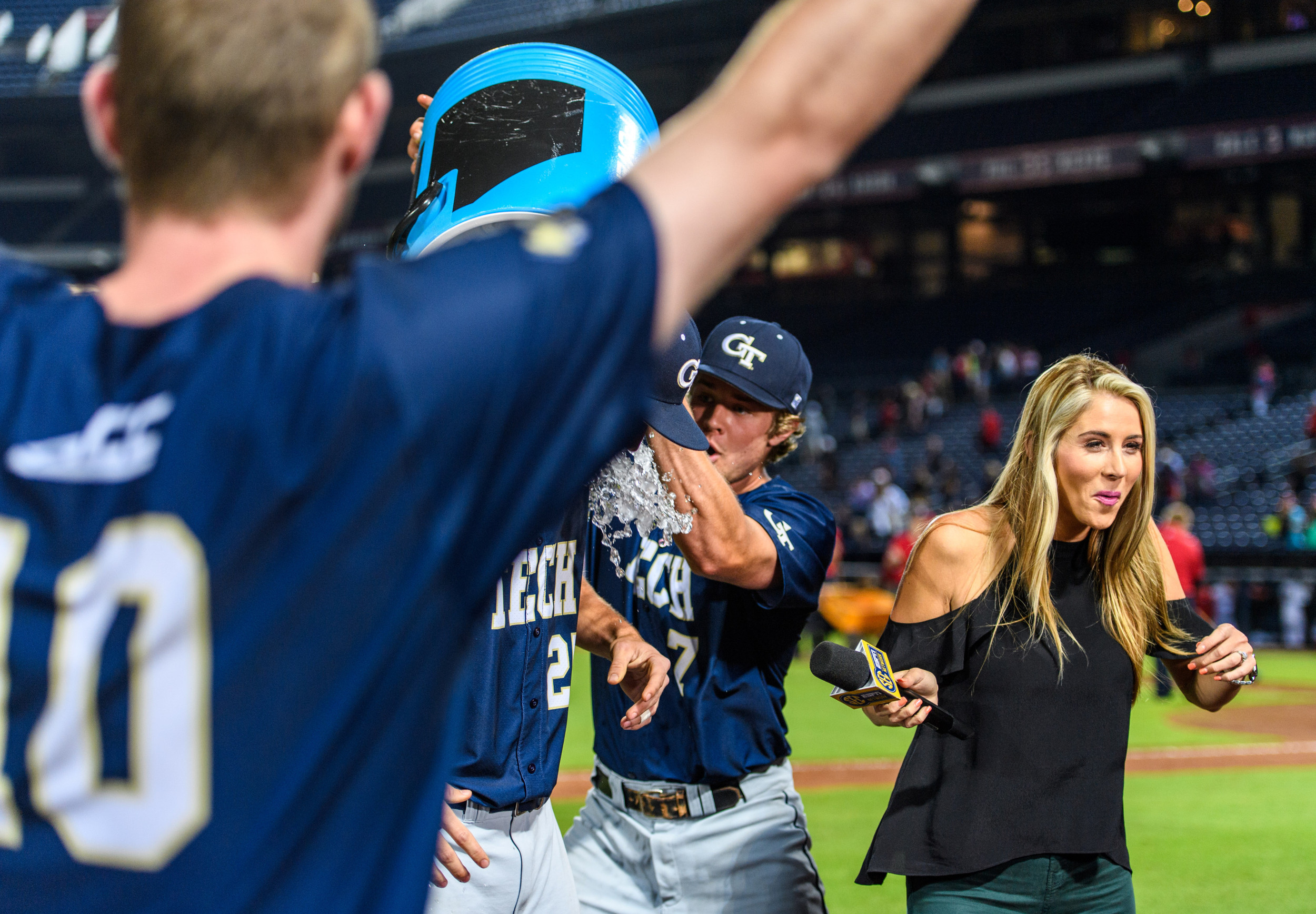 Kel Johnson gets a bath after the win
