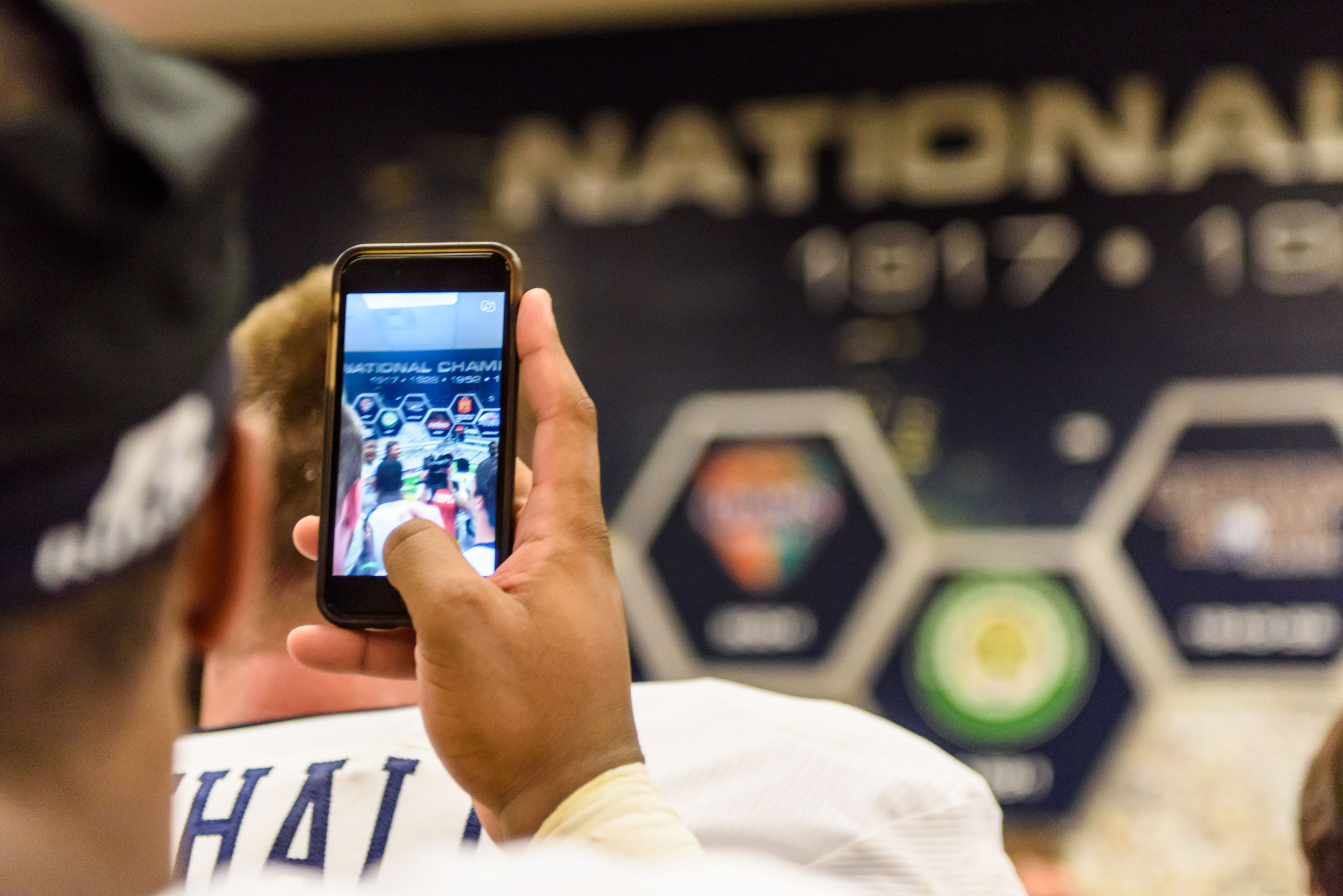 A player snapchats the scene in the locker room
