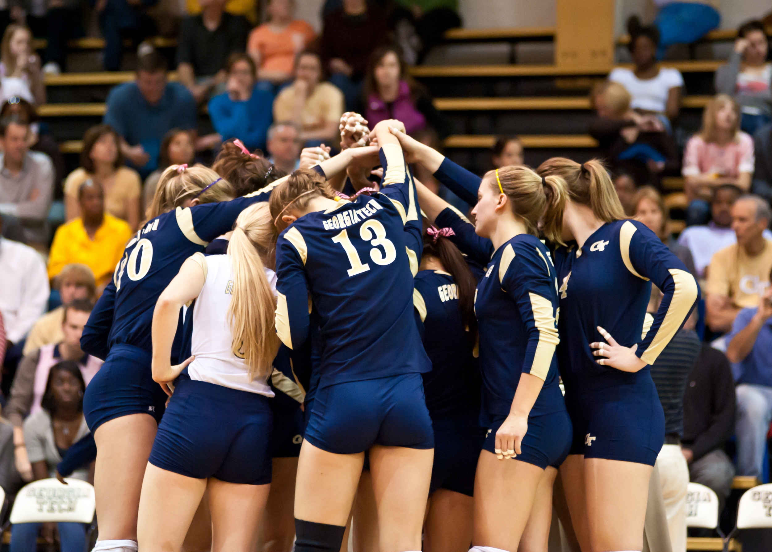 Team huddle during a timeout