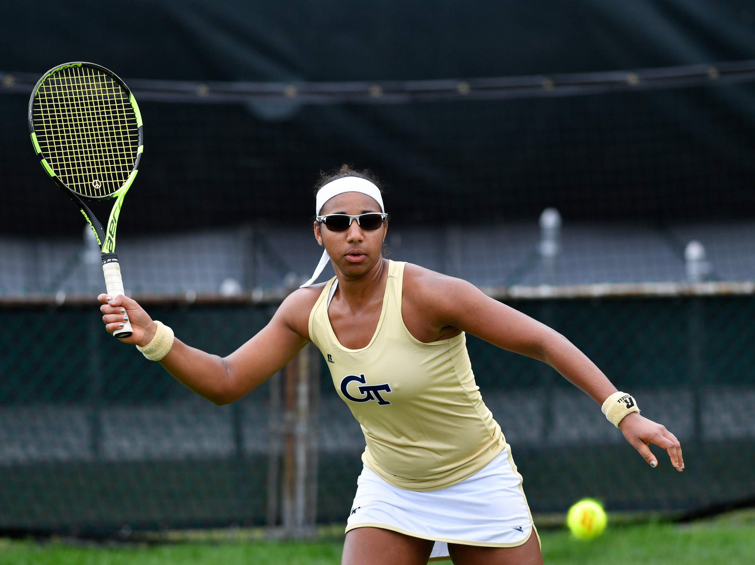 Georgia Tech's Rasheeda McAdoo competes in a match at the Hall of Fame Tennis Club. Credit: Brian Fluharty-USA TODAY Sports