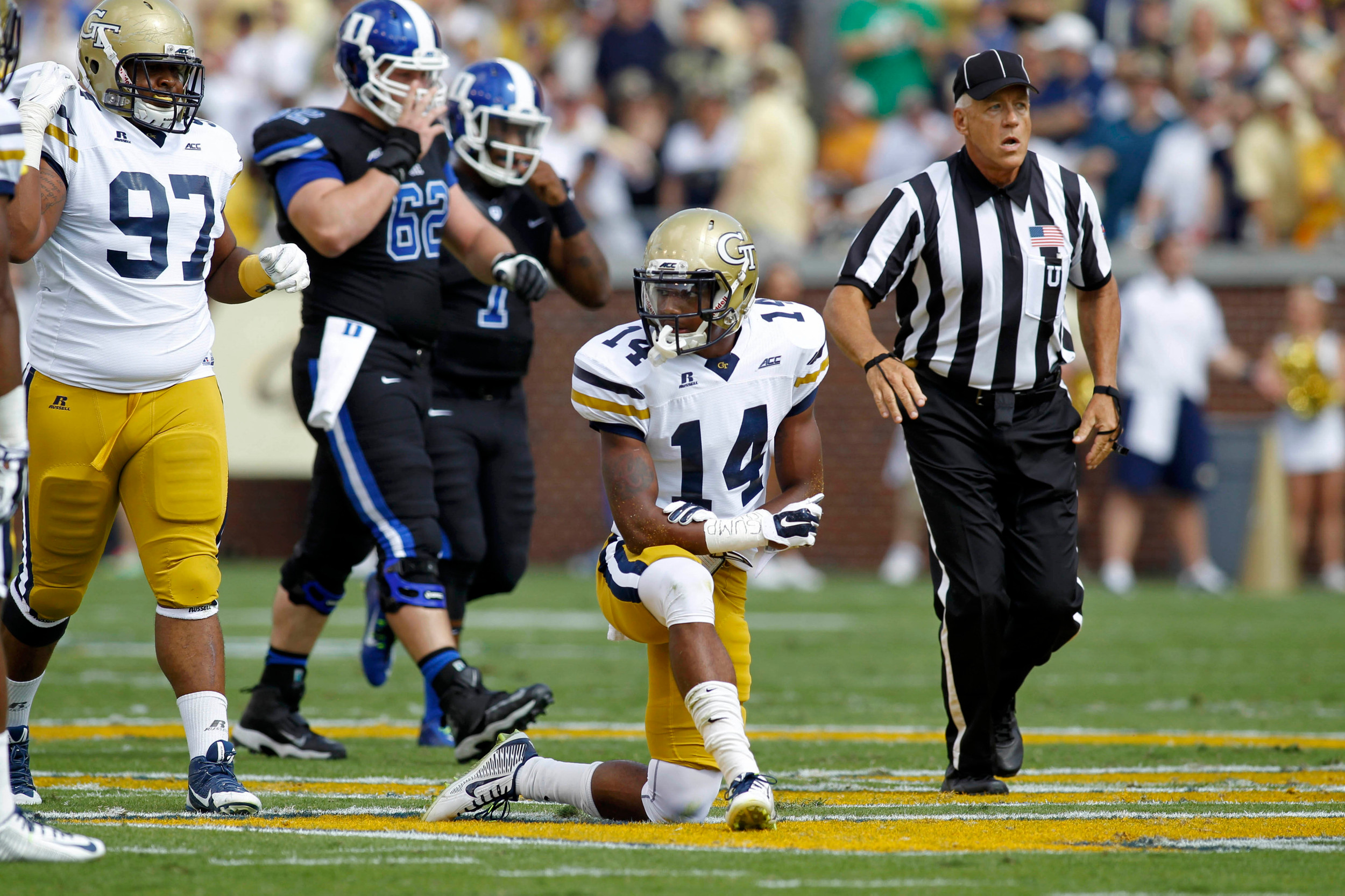 Yellow Jackets defensive back Corey Griffin (14) (Brett Davis-USA TODAY Sports)
