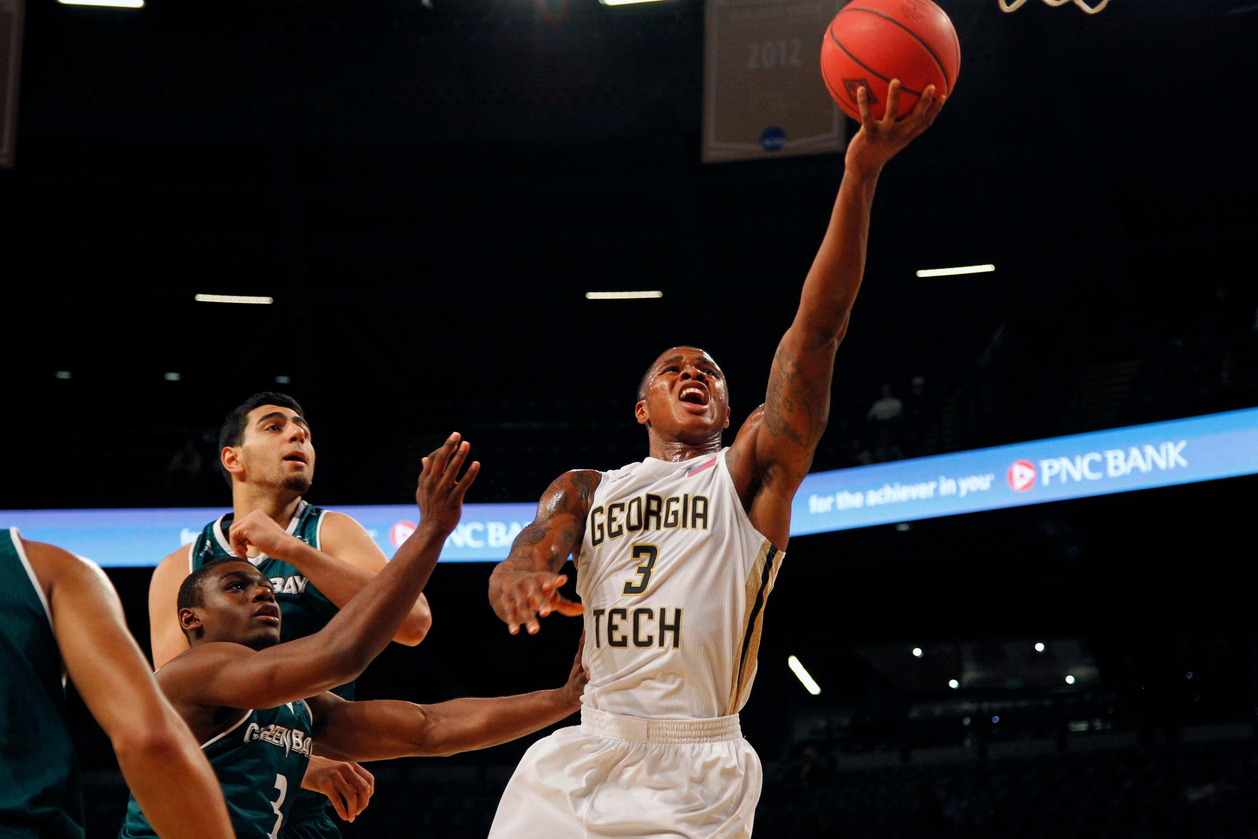 Yellow Jackets forward Marcus Georges-Hunt shoots a layup against the Green Bay Phoenix in the first half at McCamish Pavilion. Credit: Brett Davis-USA TODAY Sports