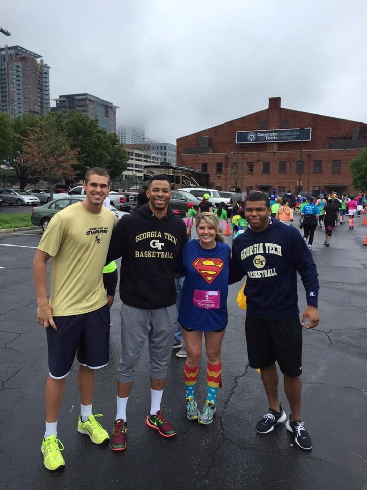 Rand Rowland working with fellow Georgia Tech student-athletes