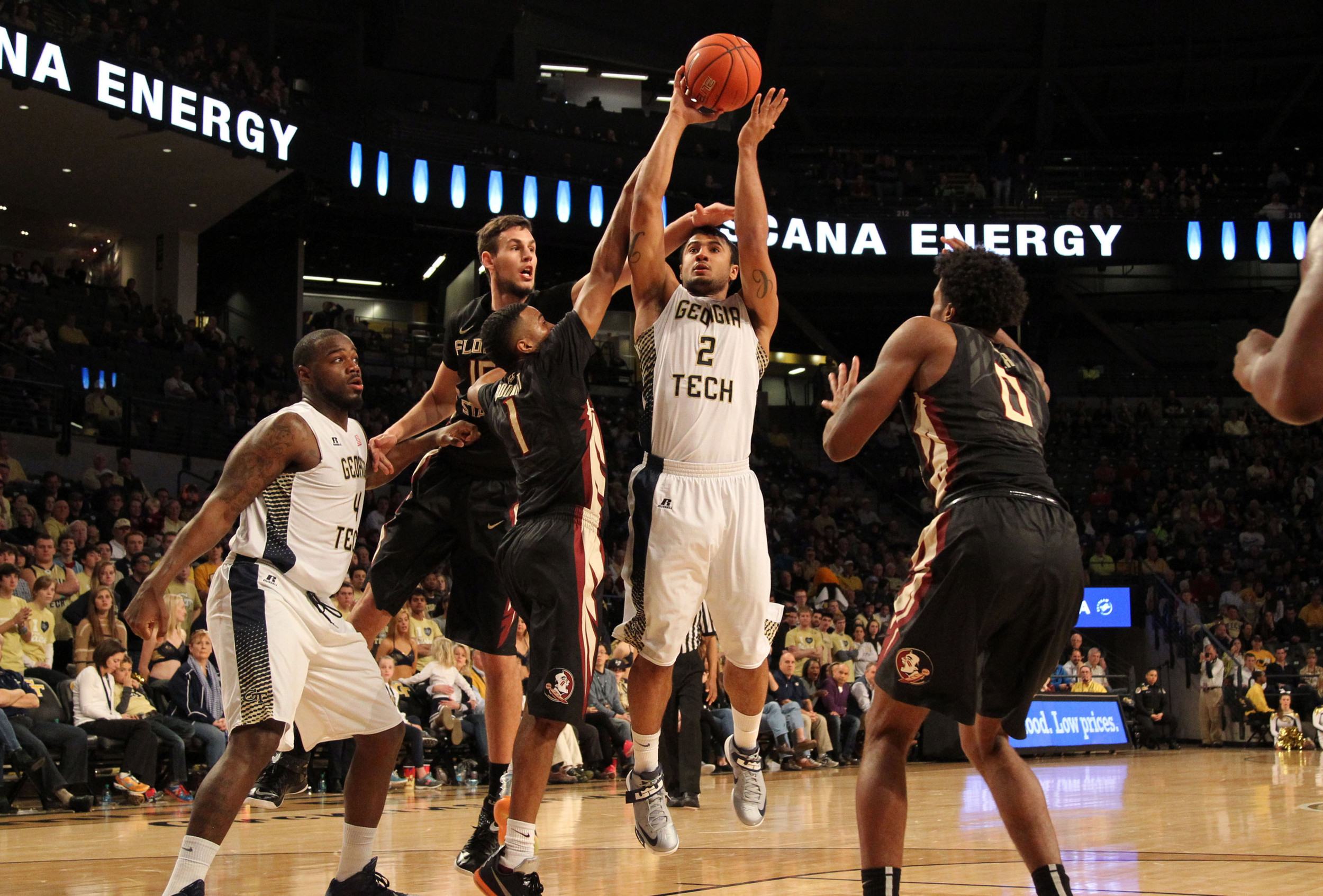 Feb 14, 2015; Atlanta, GA, USA; Georgia Tech Yellow Jackets guard Chris Bolden (2) shoots the ball against the Florida State Seminoles in the second half at McCamish Pavilion. Florida State defeated Georgia Tech 57-53.