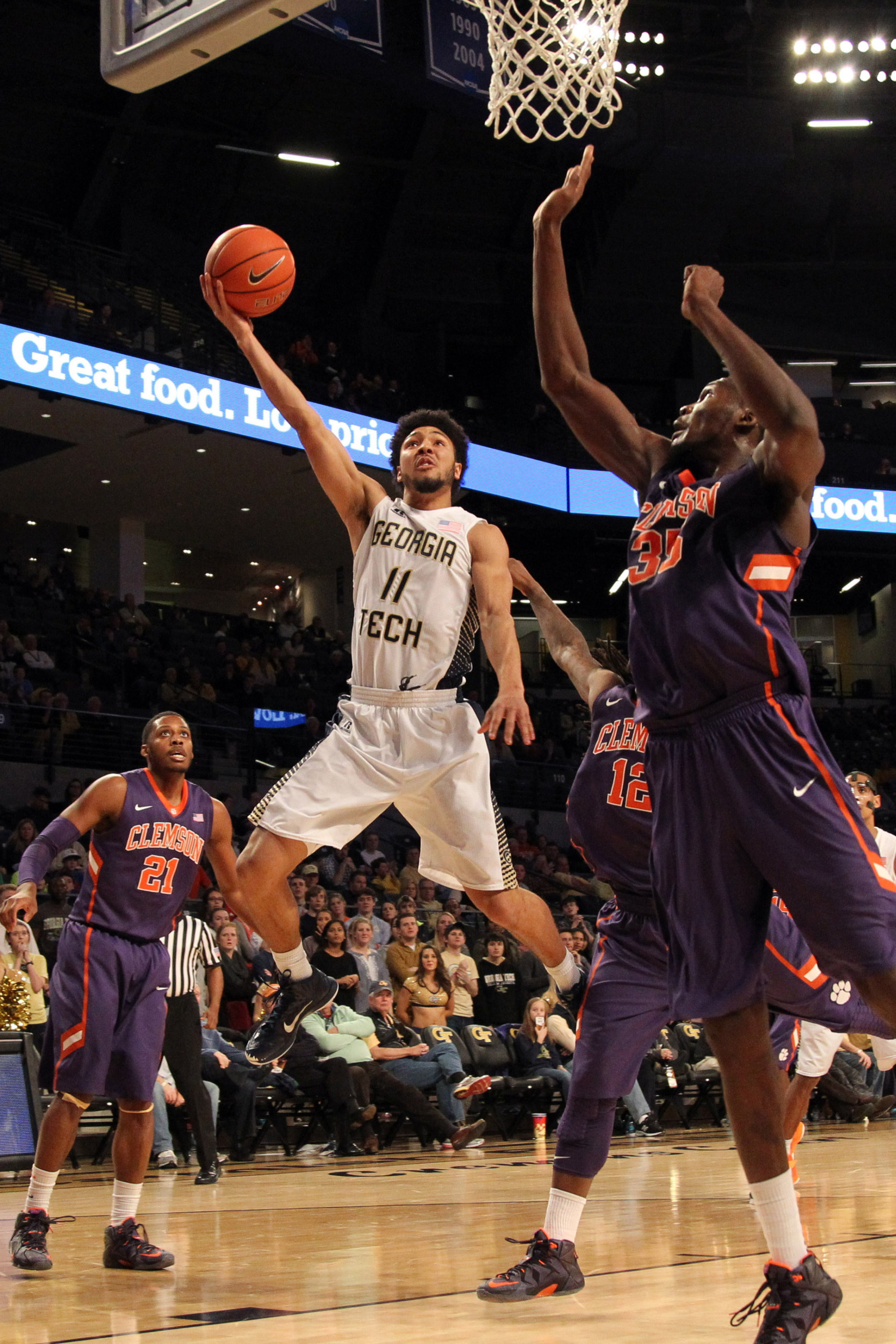 Georgia Tech Yellow Jackets guard Josh Heath (11) shoots a lay up against the Clemson Tigers in the second half at McCamish Pavilion. Georgia Tech defeated Clemson 63-52. Mandatory Credit: Brett Davis-USA TODAY Sports