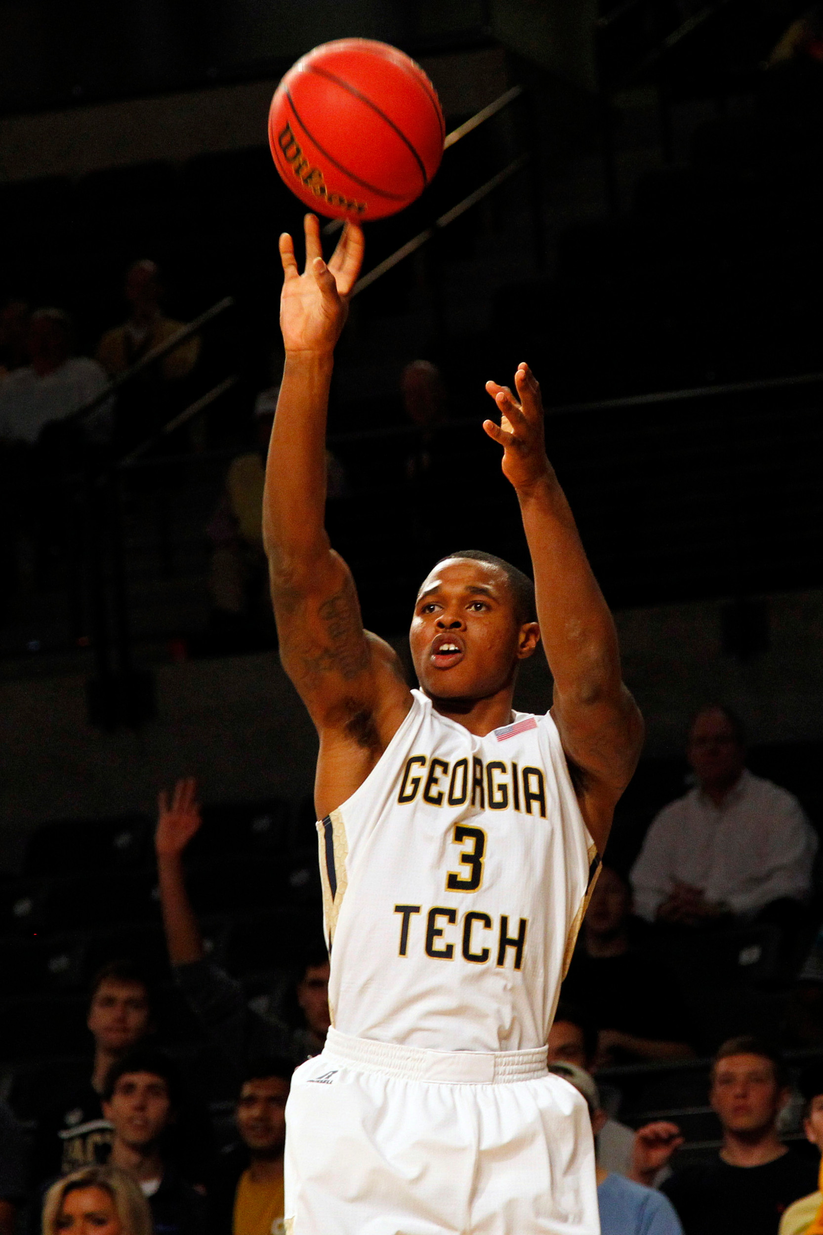 Yellow Jackets forward Marcus Georges-Hunt shoots the ball against the Green Bay Phoenix in the first half at McCamish Pavilion. Credit: Brett Davis-USA TODAY Sports