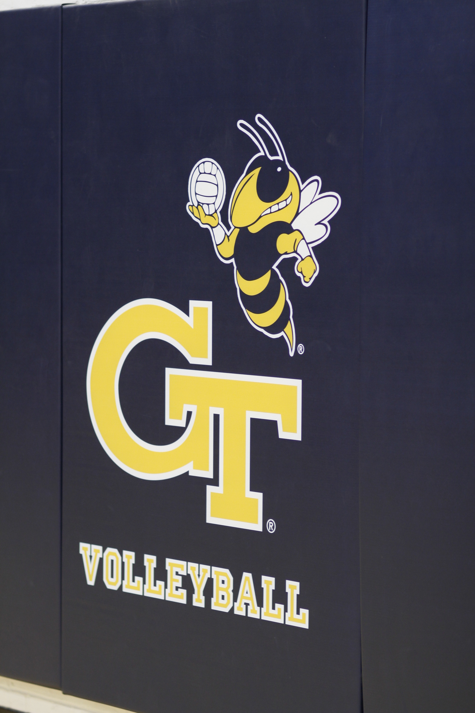 O'Keefe Gym has a new look with a new floor and banners.