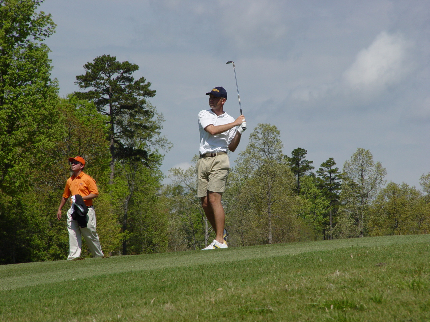 Taylor Hall watches the flight of his fairway shot during the final round of the ACC Golf Championship, April 20, 2008.