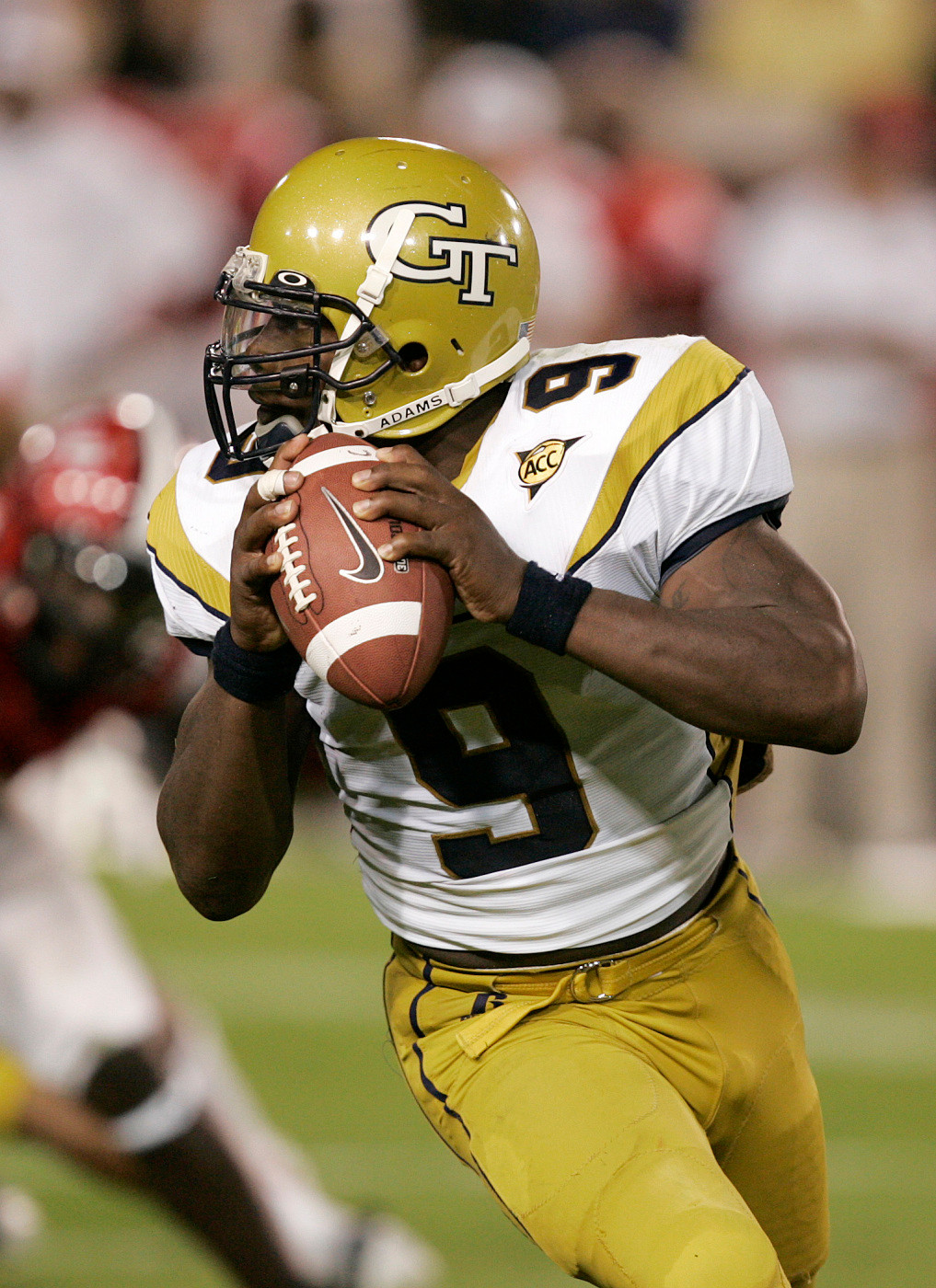 Georgia Tech quarterback Josh Nesbitt rolls out during the second quarter of a football game against Jacksonville State Thursday, Aug. 28, 2008 in Atlanta. (AP Photo/John Bazemore)