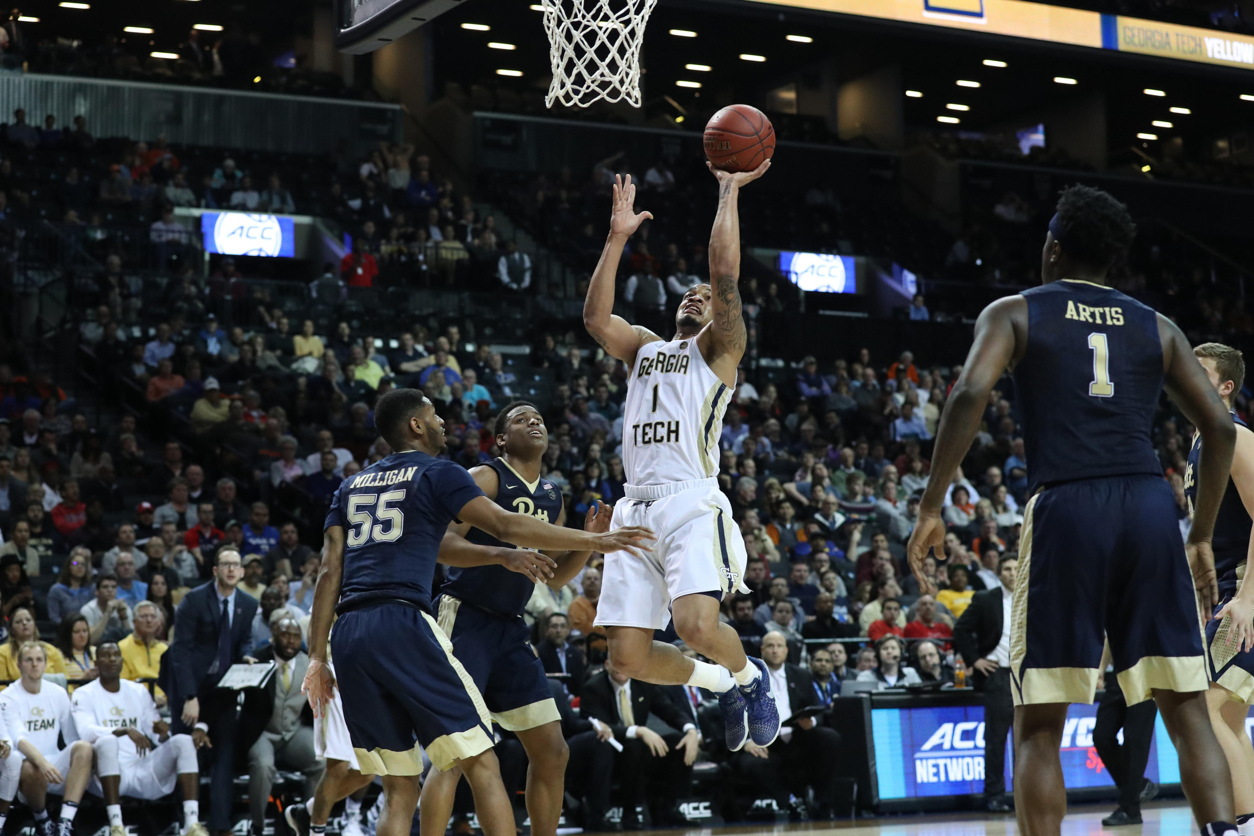 Guard Tadric Jackson shoots during the second half against the Pittsburgh Panthers during the ACC Conference Tournament at Barclays Center. Credit: Anthony Gruppuso-USA TODAY Sports