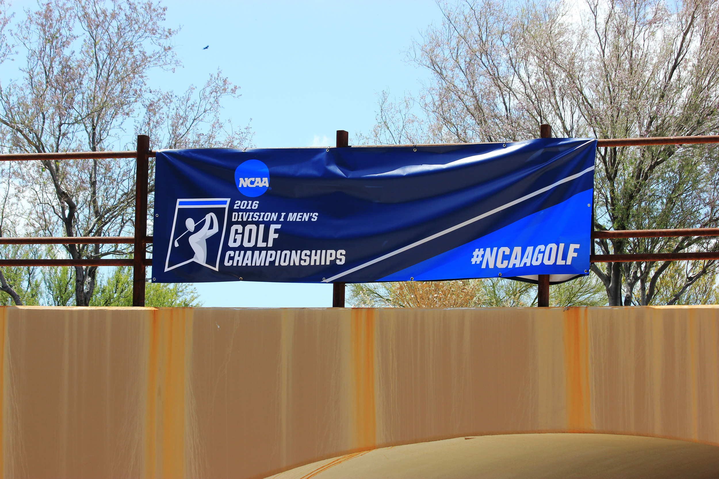 NCAA banner flies at the Gallery Golf Club during the second round of the NCAA Tucson Regional, Gallery Golf Club, Marana, Ariz.