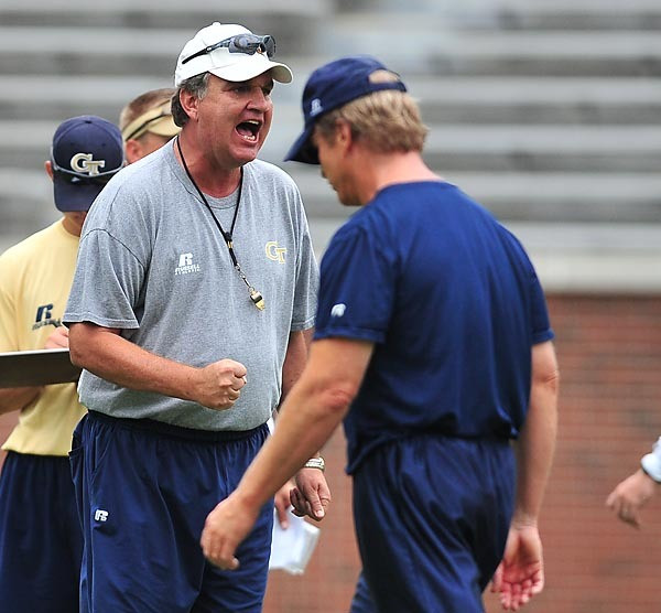Georgia Tech FootballScrimmage PracticeAugust 14, 2010Bobby Dodd StadiumPaul Johnson and Todd Spencer