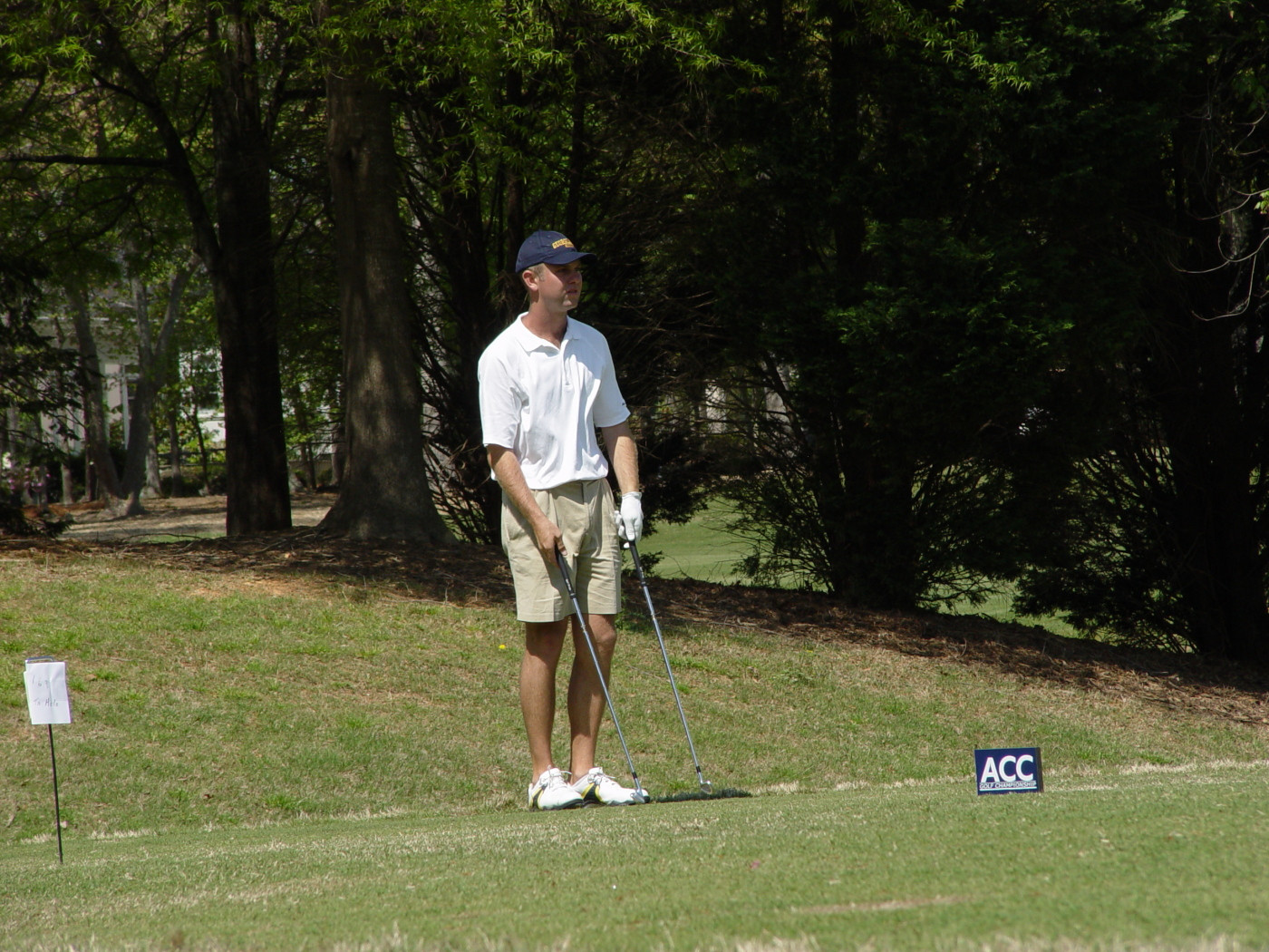 Taylor Hall contemplates club selection at the seventh tee during the final round of the ACC Golf Championship, April 20, 2008.