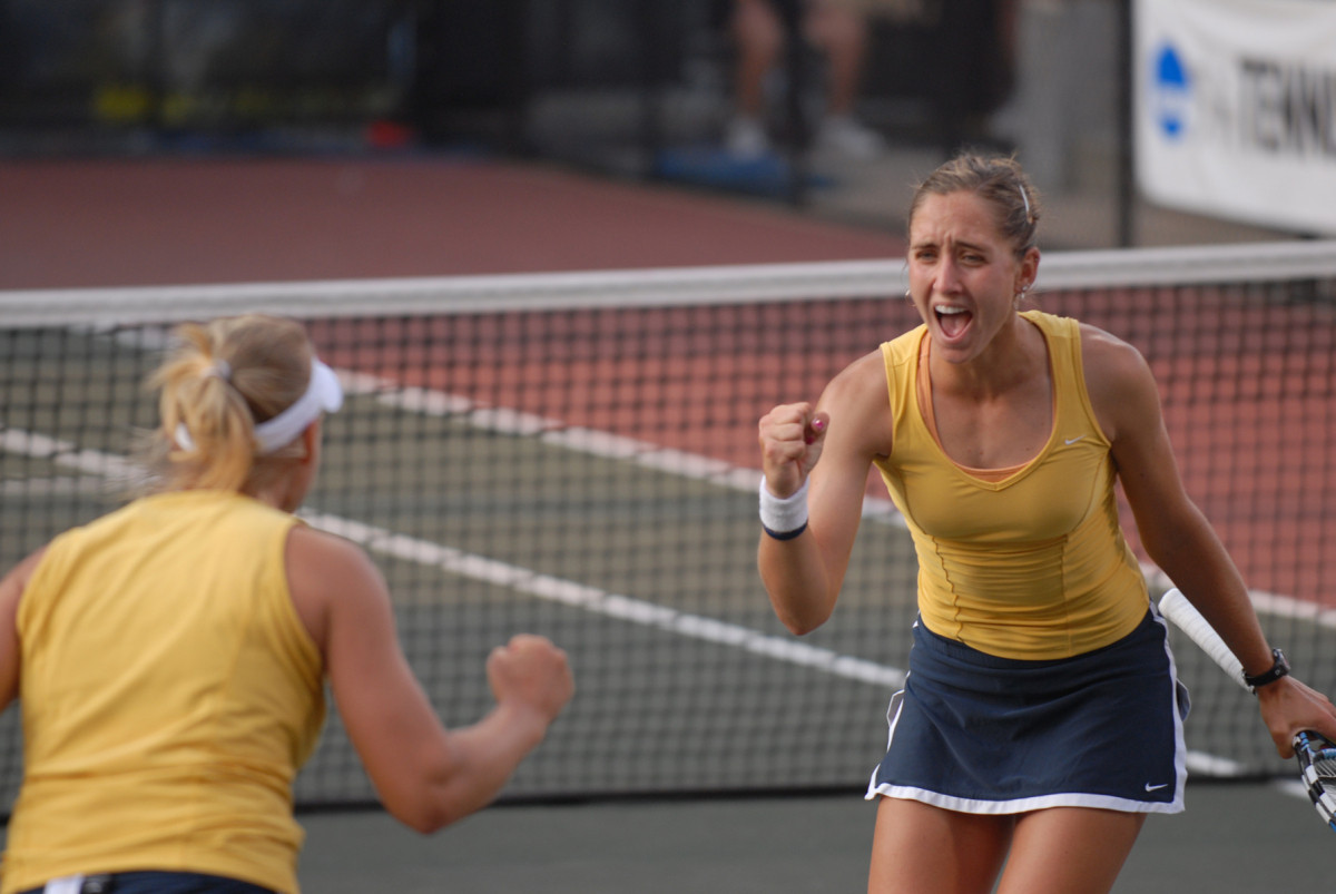 Kirsten Flower (right) celebrates with doubles partner Tarryn Rudman