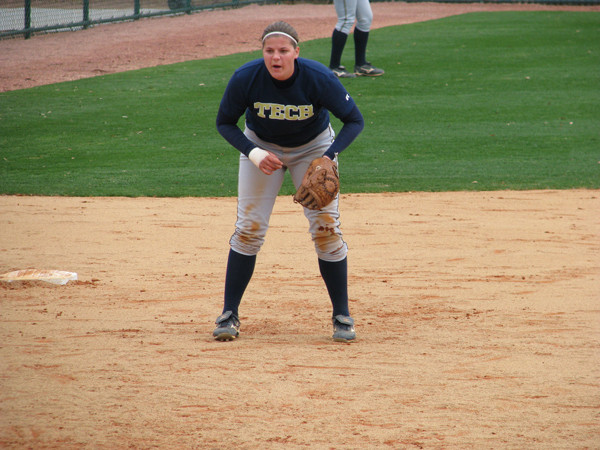 Softball team practices in its new stadium for the first time.
