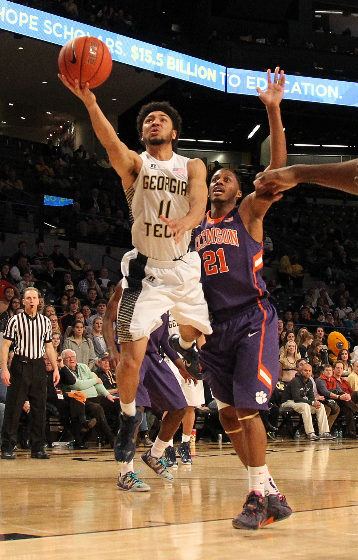 Georgia Tech Yellow Jackets guard Josh Heath (11) shoots a lay up against the Clemson Tigers in the second half at McCamish Pavilion. Georgia Tech defeated Clemson 63-52. Mandatory Credit: Brett Davis-USA TODAY Sports