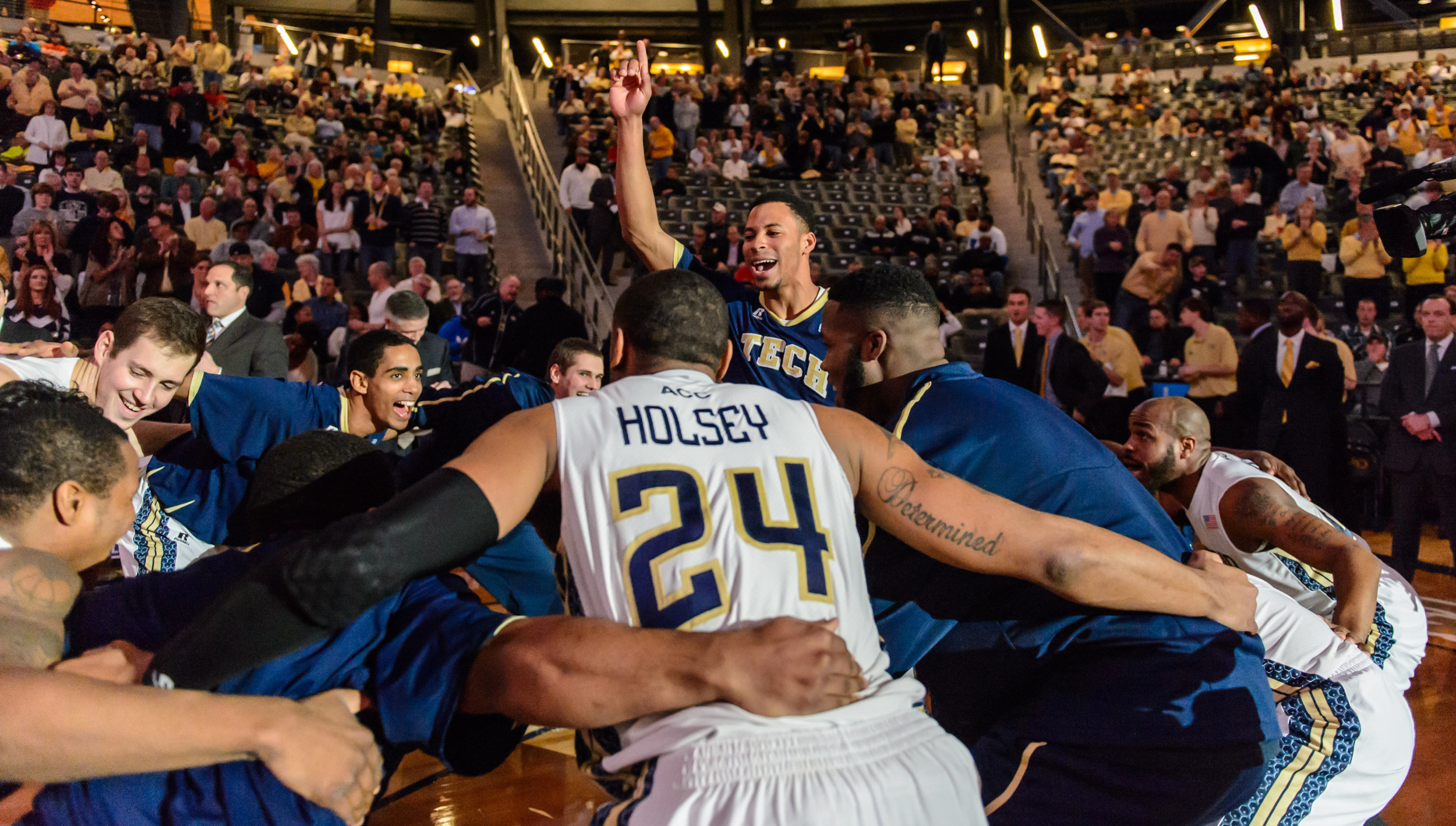 Team huddle prior to the start of the game.