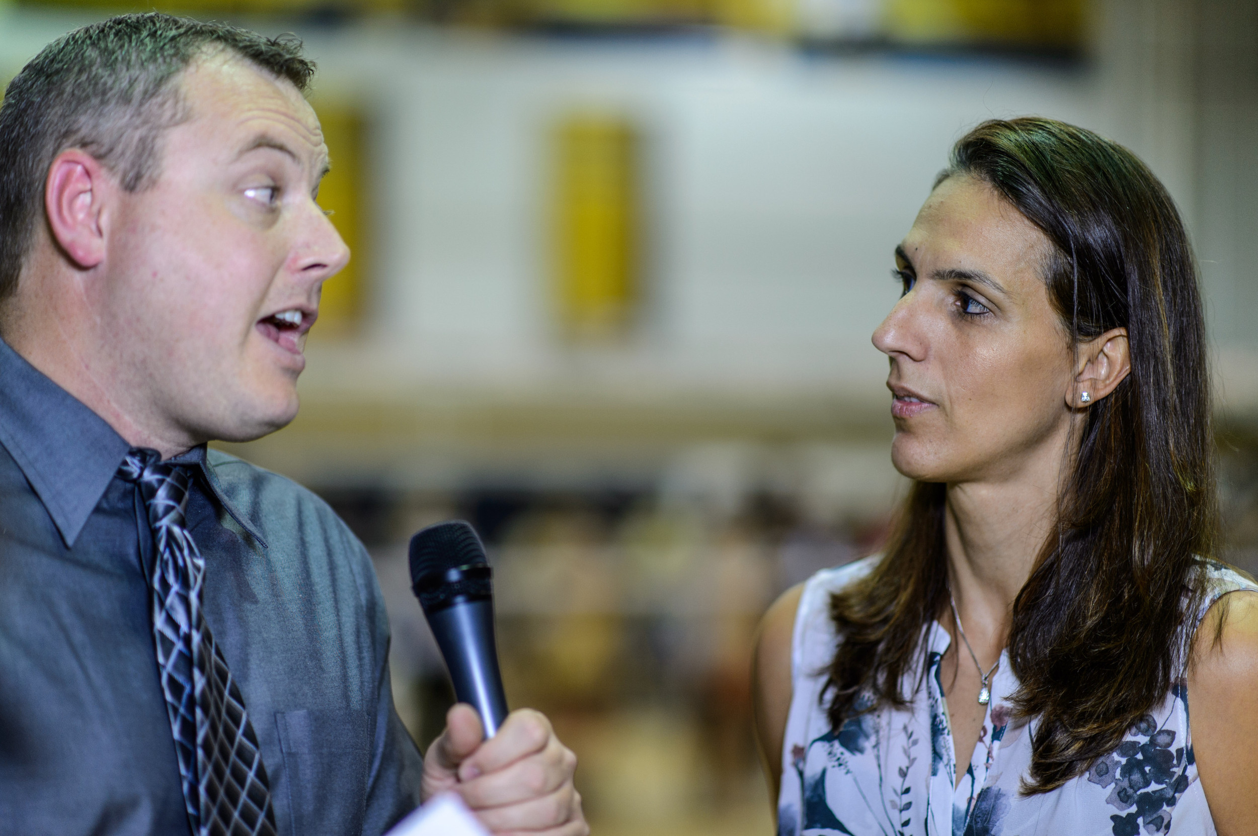Coach Michelle Collier is interviewed on ESPN3 after the win
