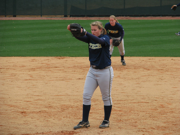 Softball team practices in its new stadium for the first time.