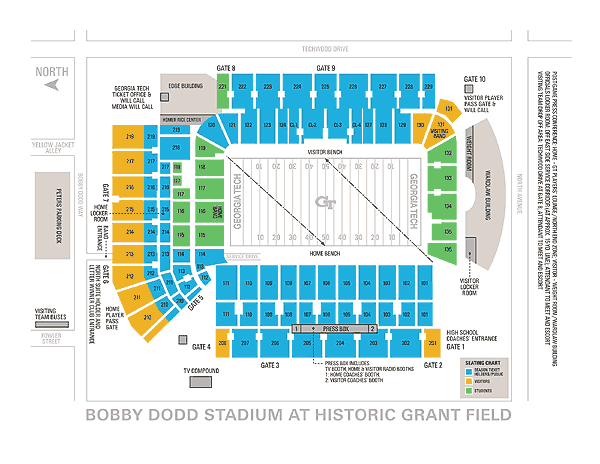 Bobby Dodd Stadium Interactive Seating Chart