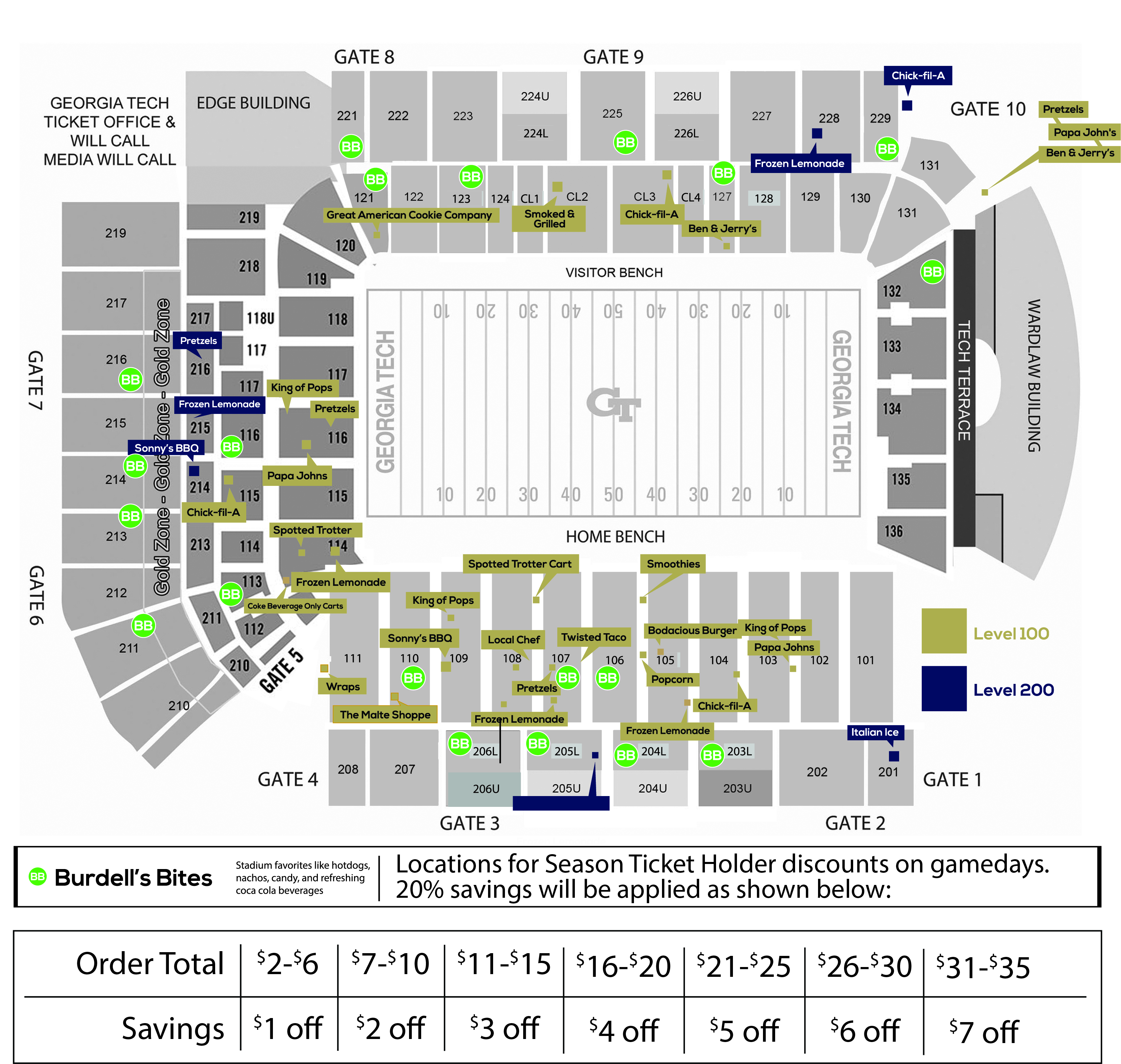 Bobby Dodd Stadium Interactive Seating Chart