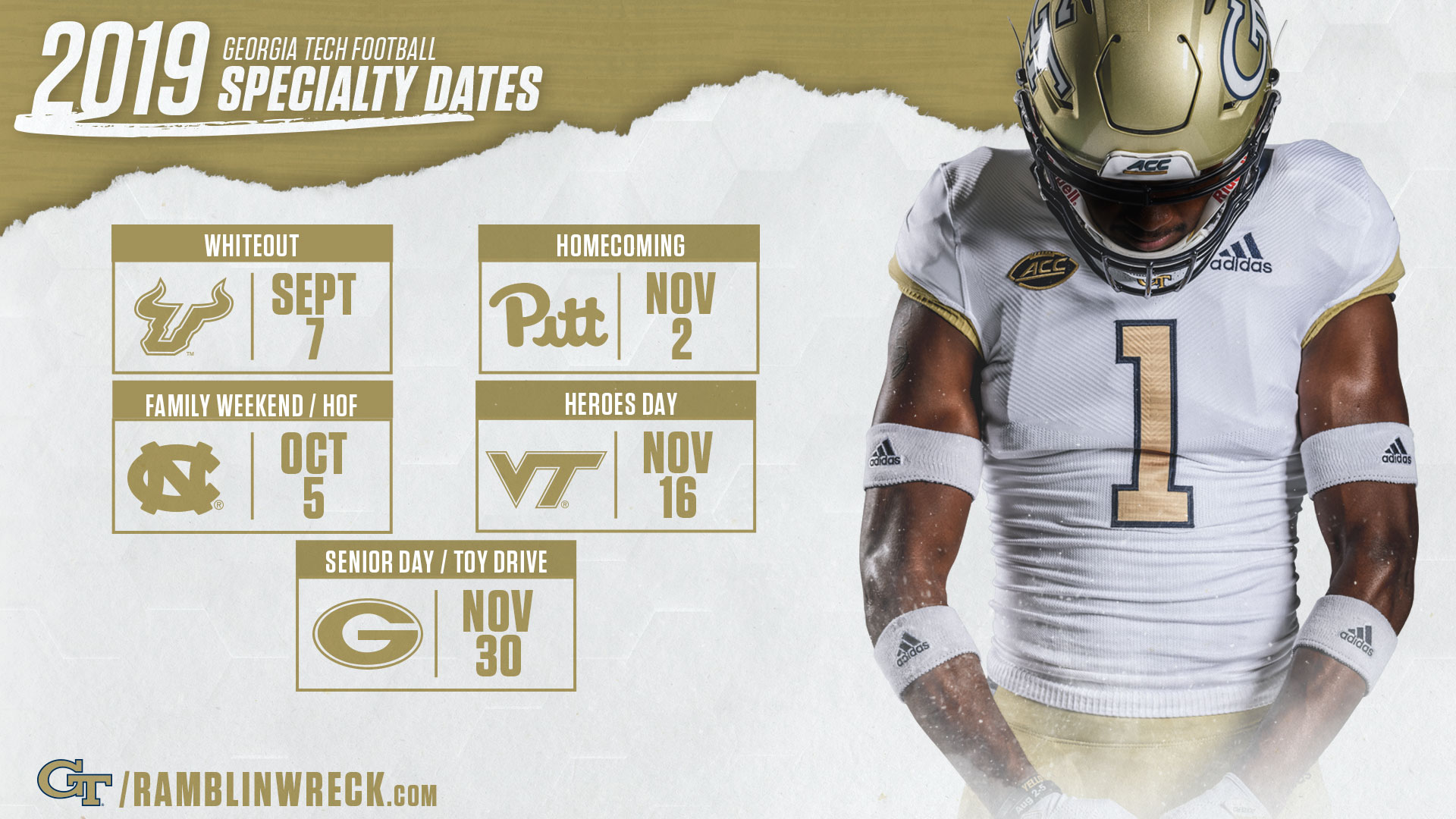 2019 Gt Football Specialty Dates Set – Football — Georgia Tech Yellow  Jackets