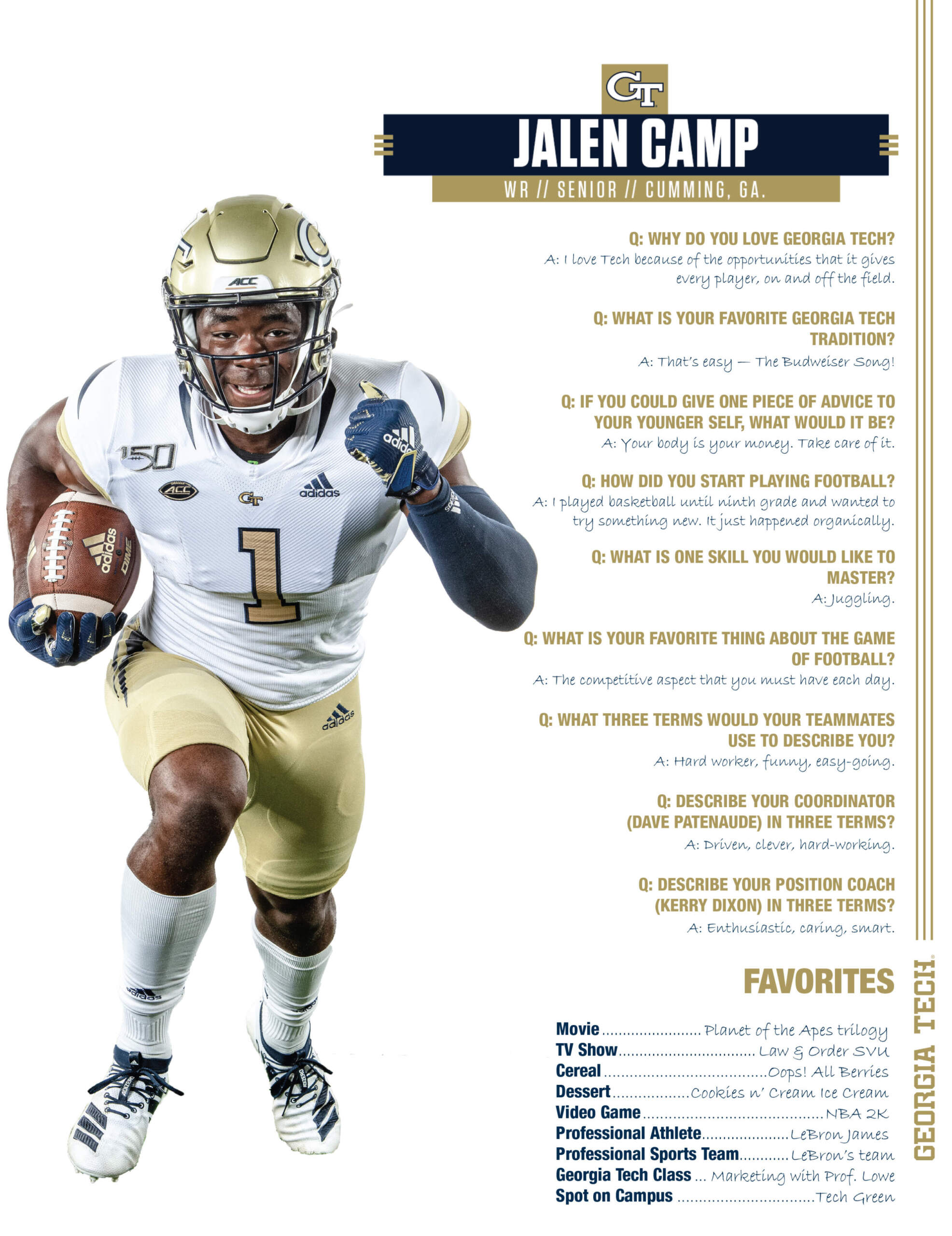 Get To Know Jalen Camp Football Georgia Tech Yellow Jackets